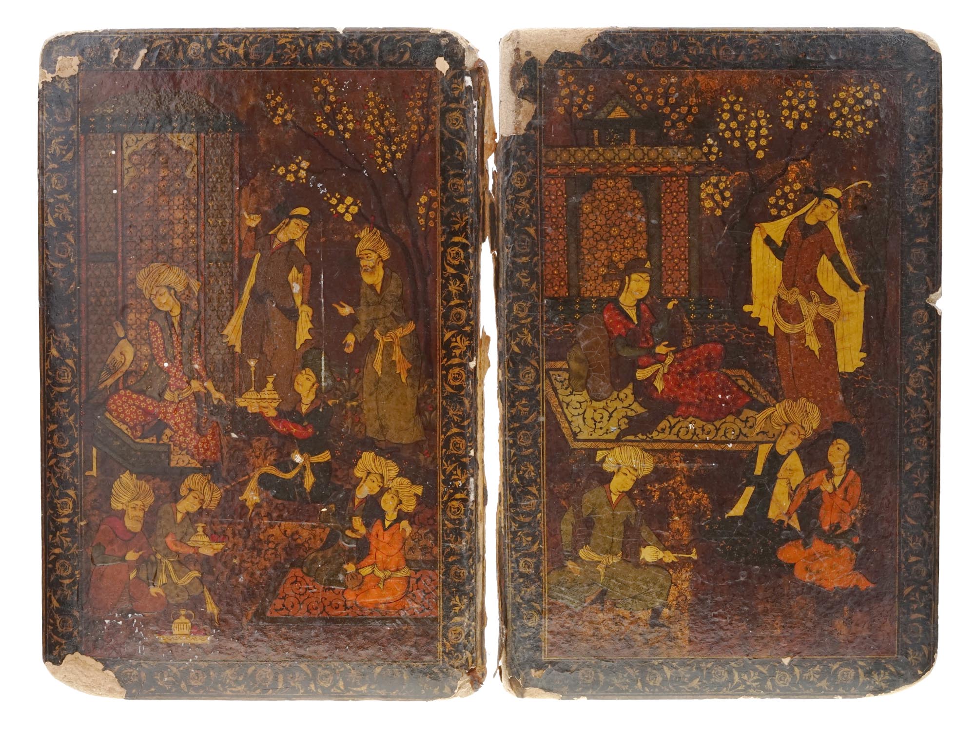 PERSIAN QAJAR PAPIER MACHE LACQUER BOOK BINDING PIC-3