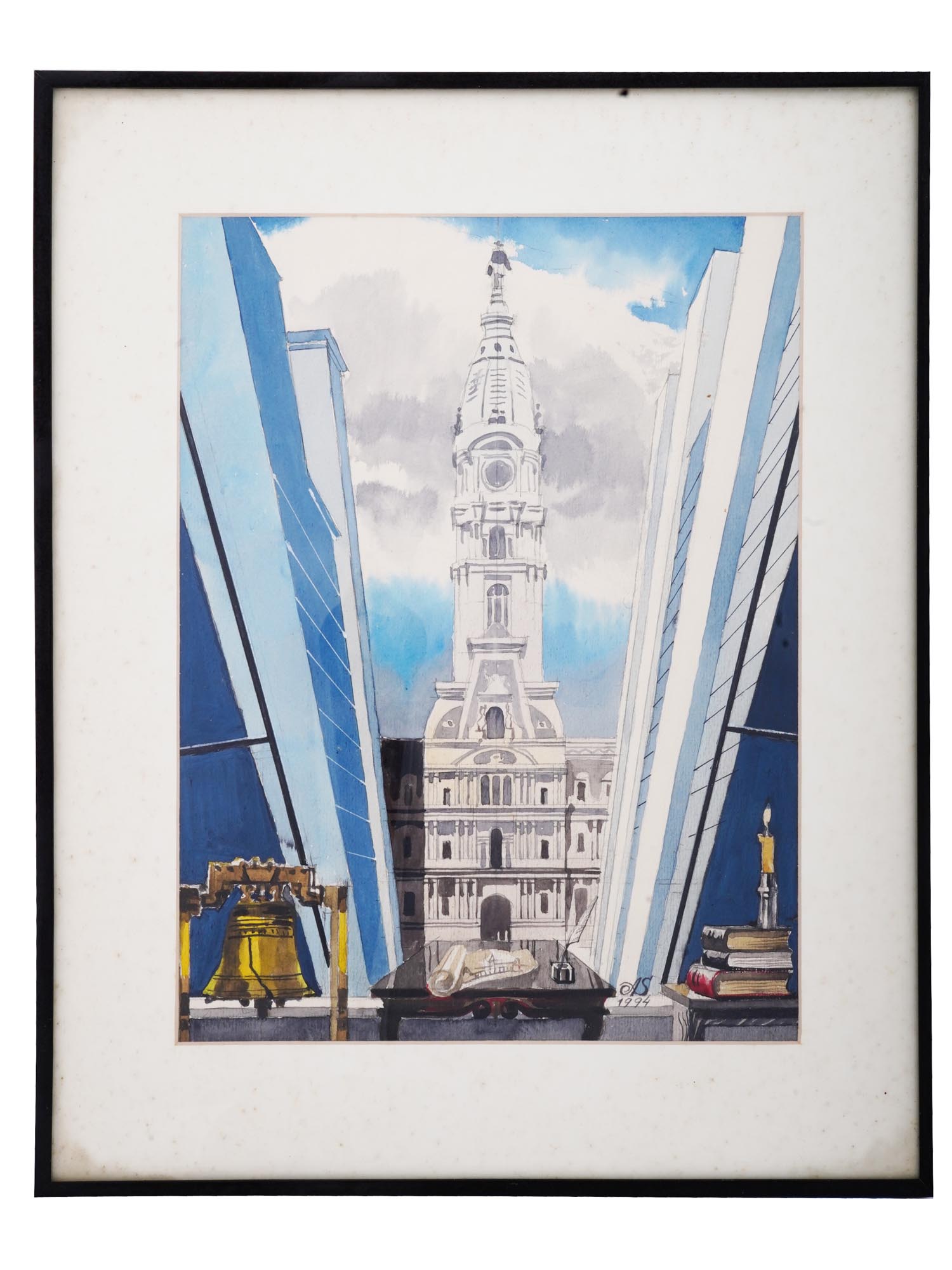 RUSSIAN PHILADELPHIA CITY HALL PAINTING SIGNED PIC-0