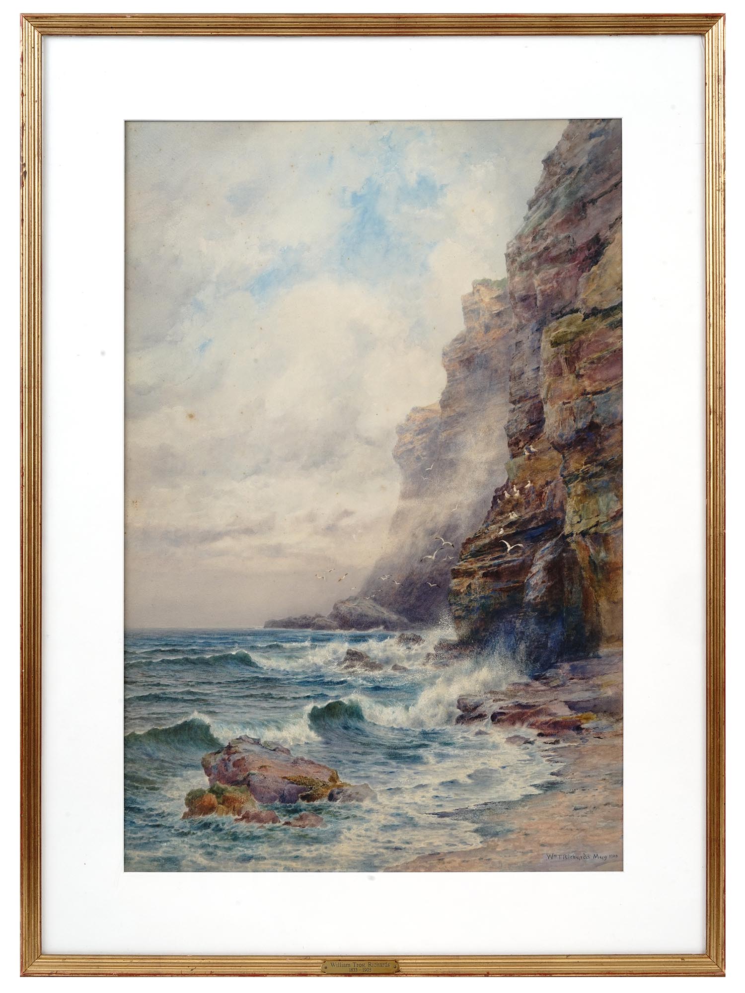 SEASCAPE WATERCOLOR PAINTING BY WILLIAM RICHARDS PIC-0