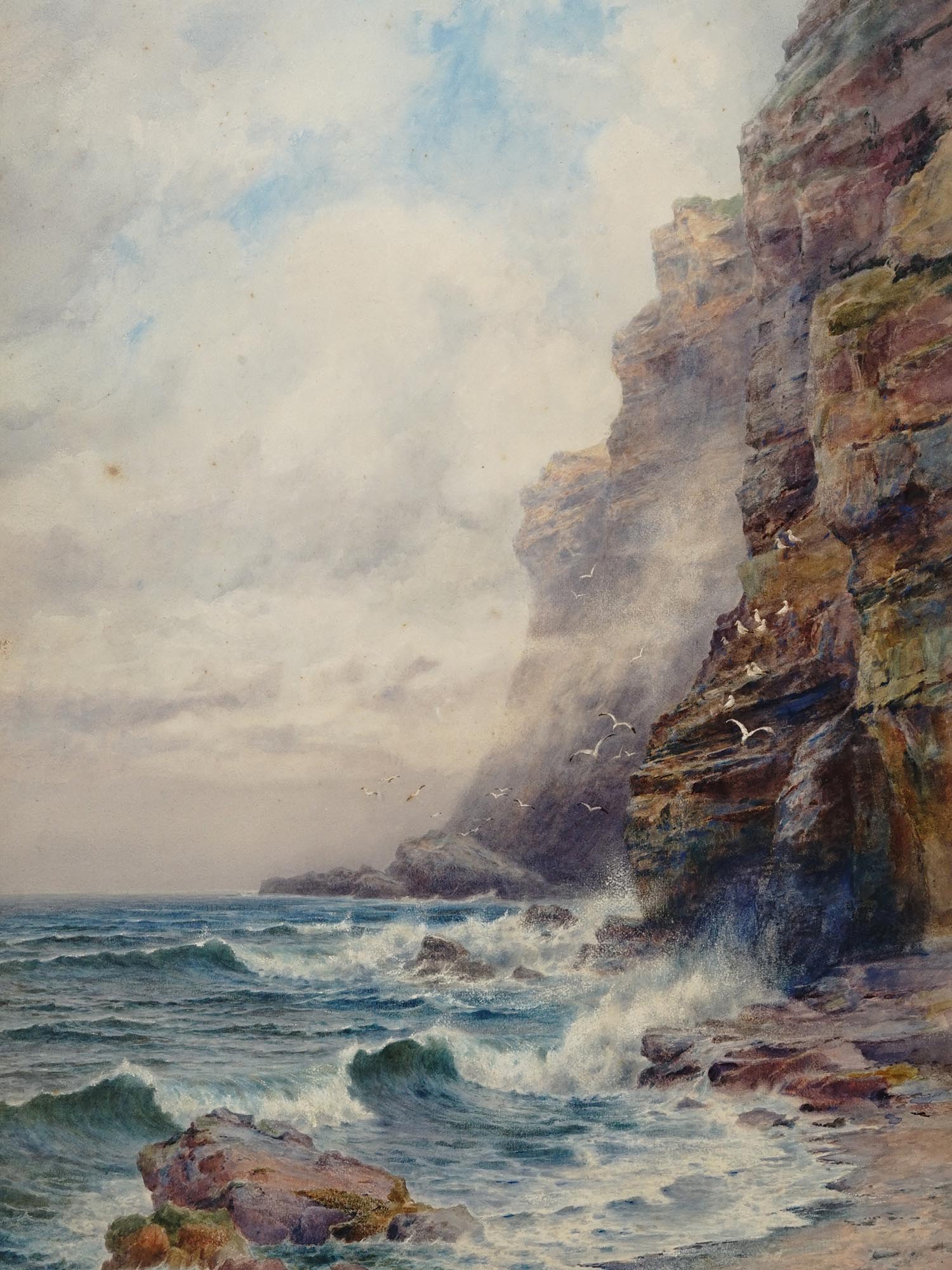 SEASCAPE WATERCOLOR PAINTING BY WILLIAM RICHARDS PIC-1