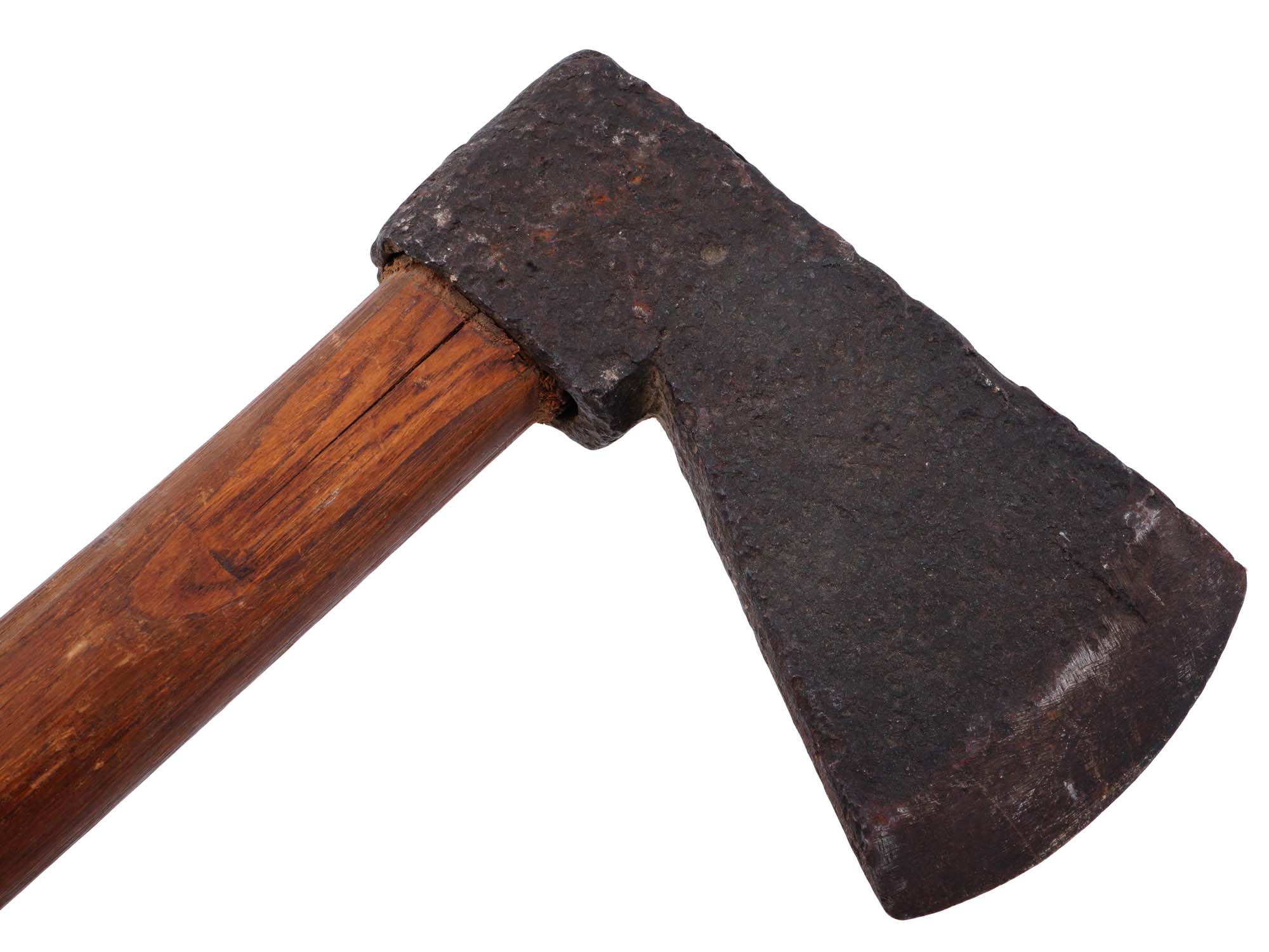 LATE 18TH C HAND-FORGED AXE WITH ORIGINAL HANDLE PIC-2