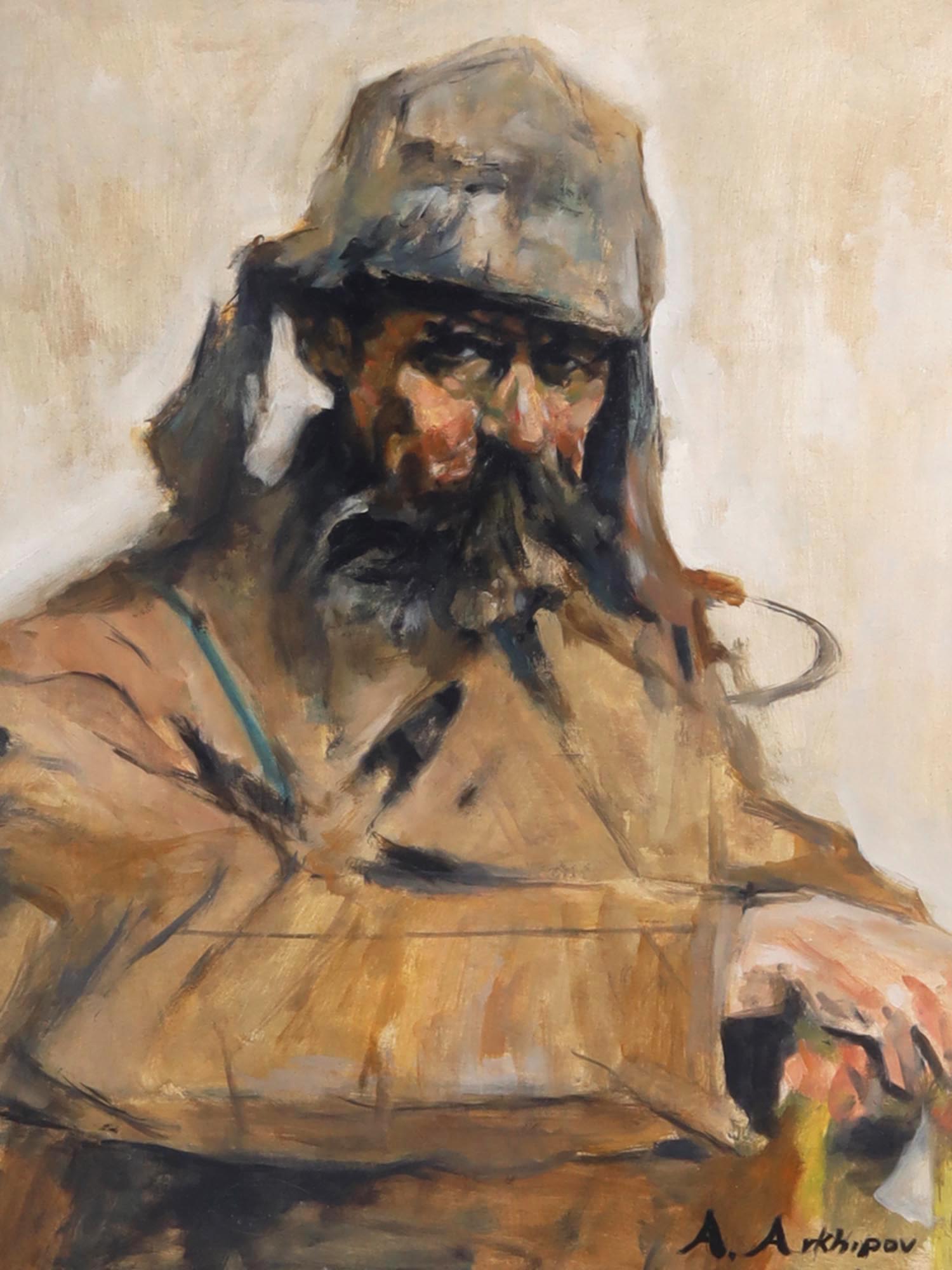 RUSSIAN PORTRAIT OIL PAINTING BY ABRAM ARKHIPOV PIC-1