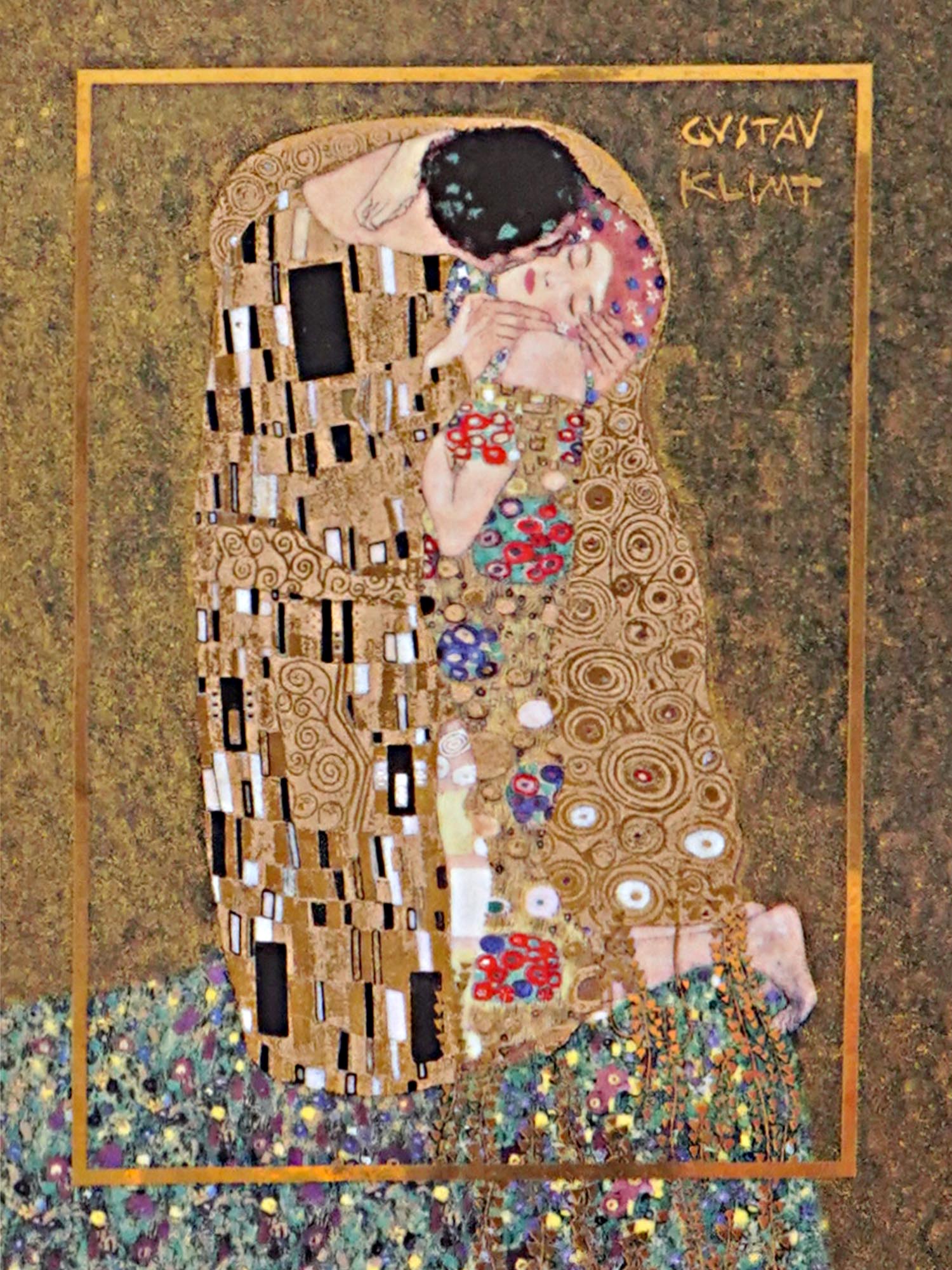 VINTAGE GERMAN KISS GUSTAV KLIMT PORCELAIN PLAQUE PIC-1