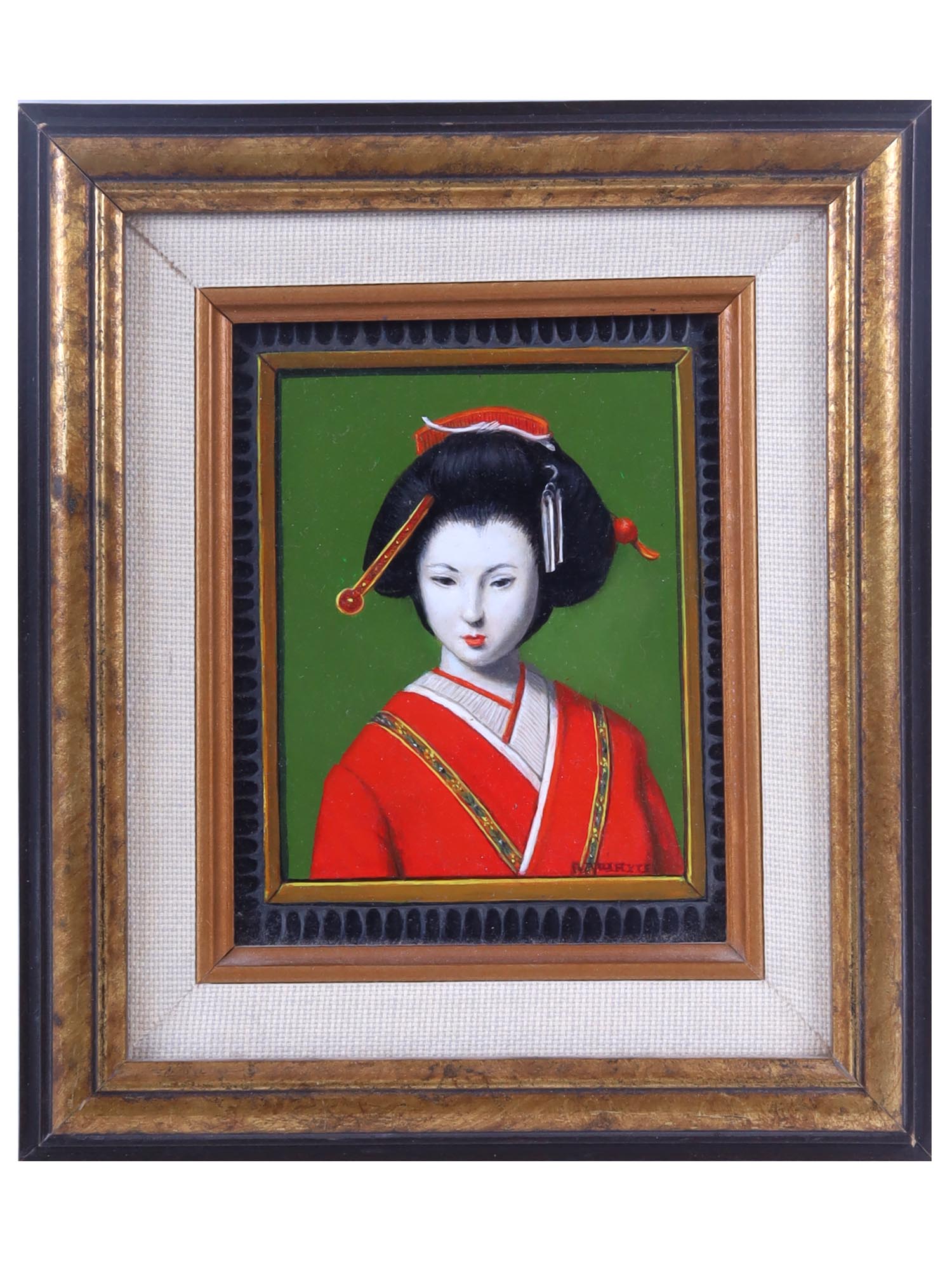 PORTRAIT OF GEISHA OIL PAINTING BY RAYMOND WHYTE PIC-0