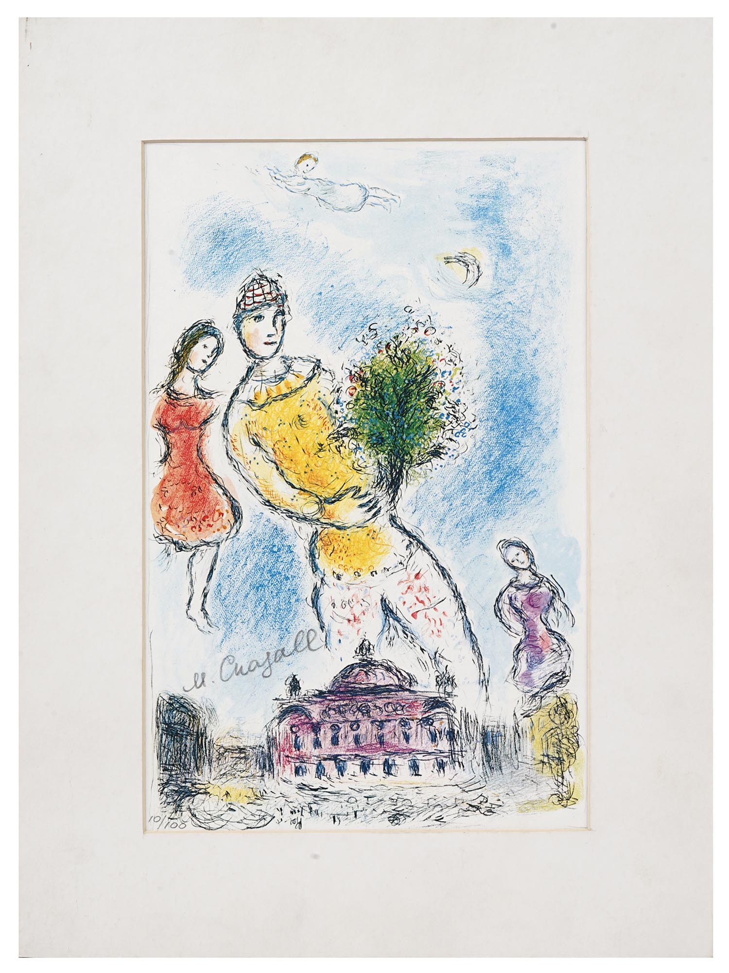 FRENCH LITHOGRAPH DANS CIEL DE OPERA BY CHAGALL PIC-0