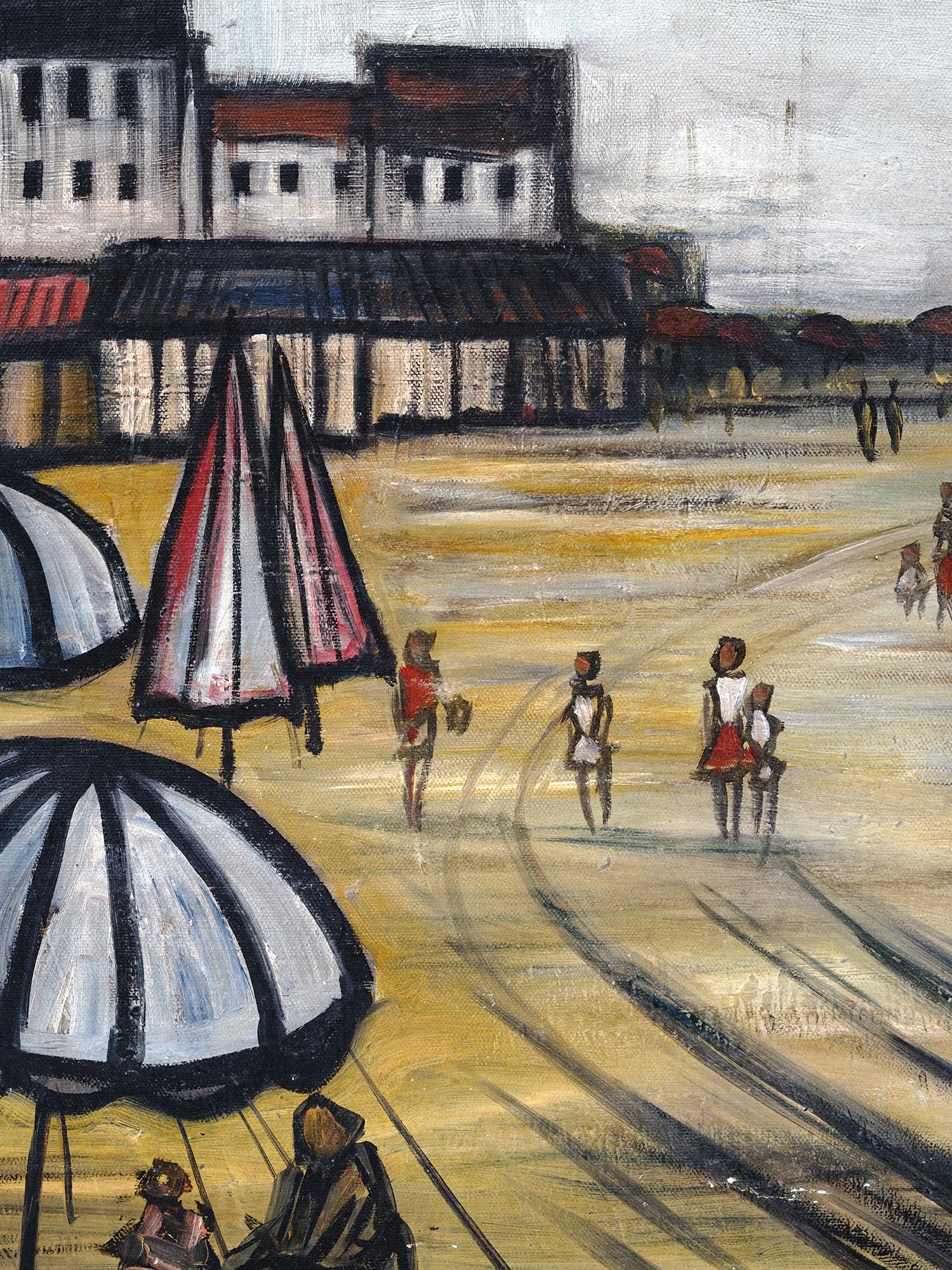 FRENCH BEACH SCENE PAINTING AFTER BERNARD BUFFET PIC-3