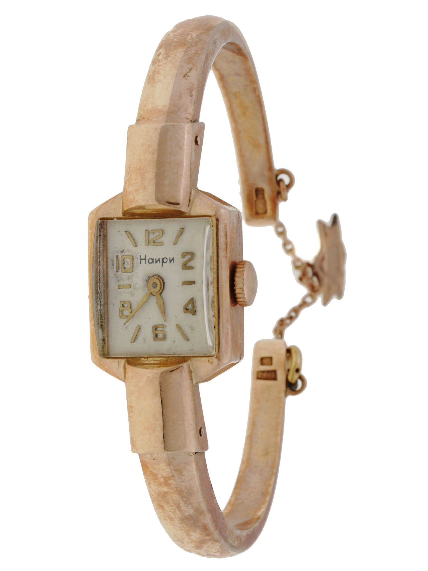 SOVIET JUDAICA 14K GOLD CUFF WRIST WATCH BY NAIRI PIC-1