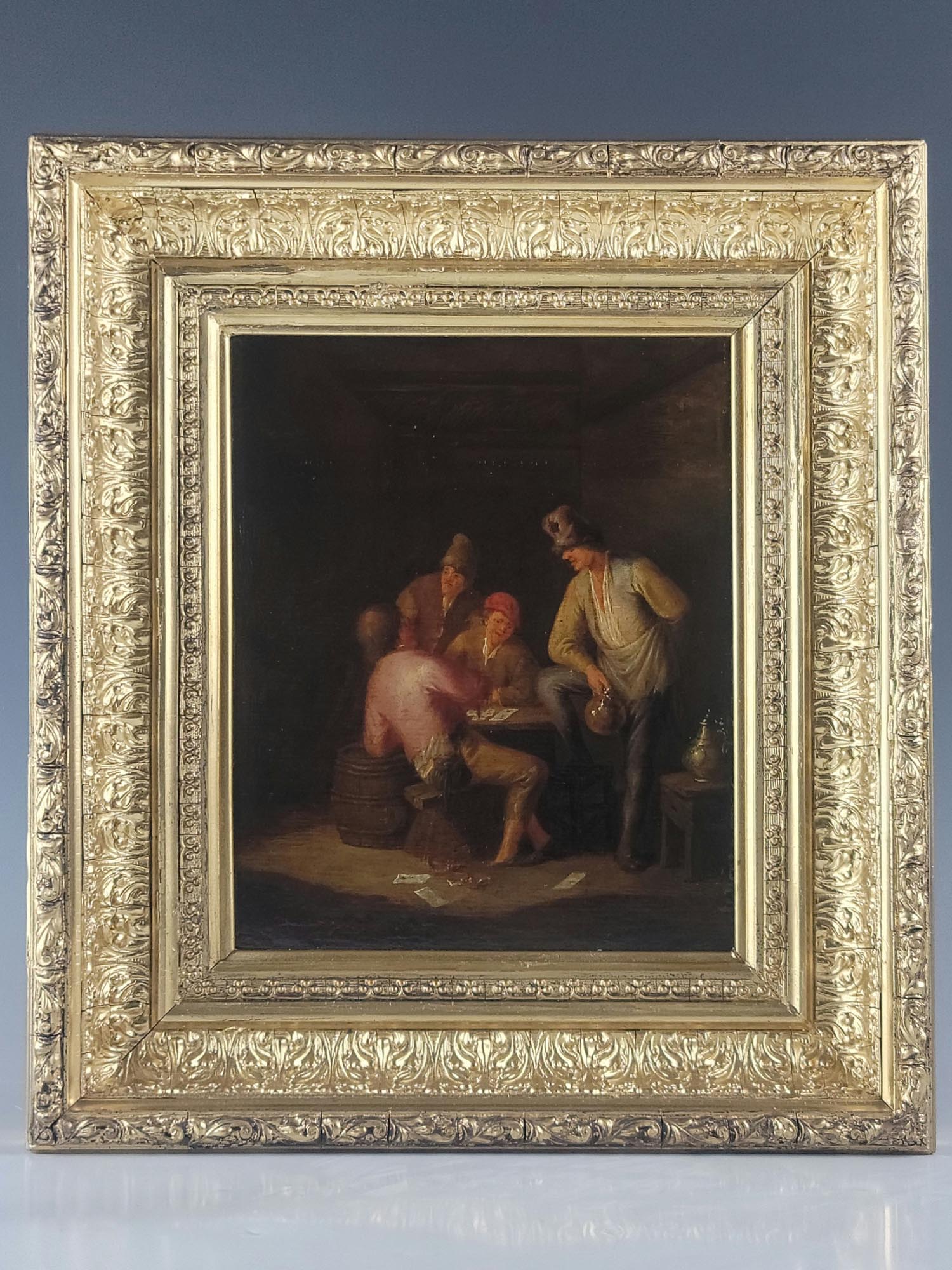 18TH С DUTCH OLD MASTER OIL PAINTING CARD PLAYERS PIC-0