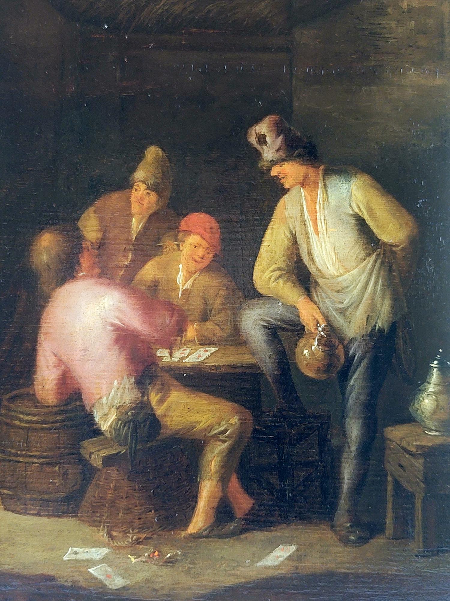 18TH С DUTCH OLD MASTER OIL PAINTING CARD PLAYERS PIC-2