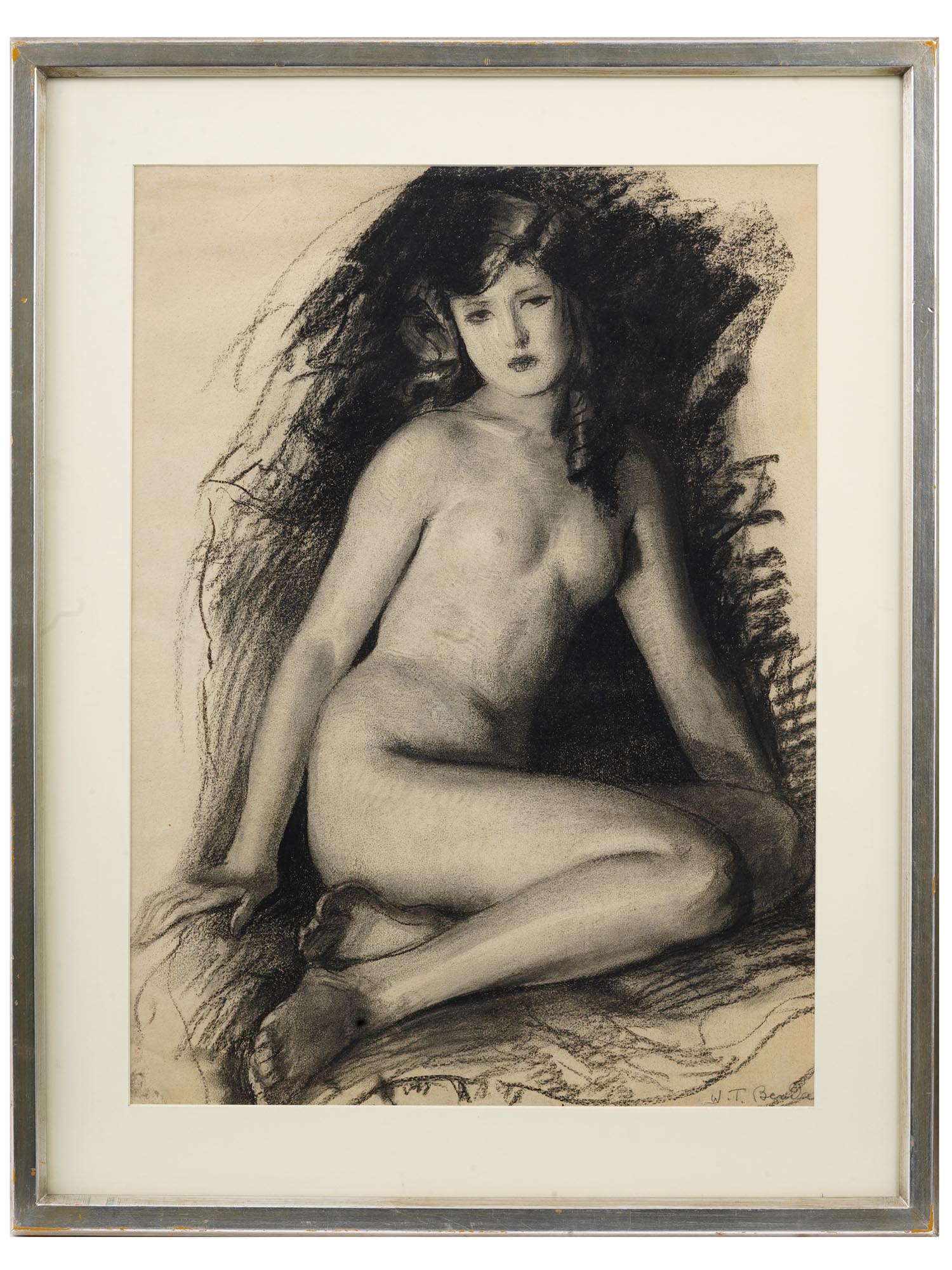 AMERICAN NUDE FEMALE ILLUSTRATION PAINTING SIGNED