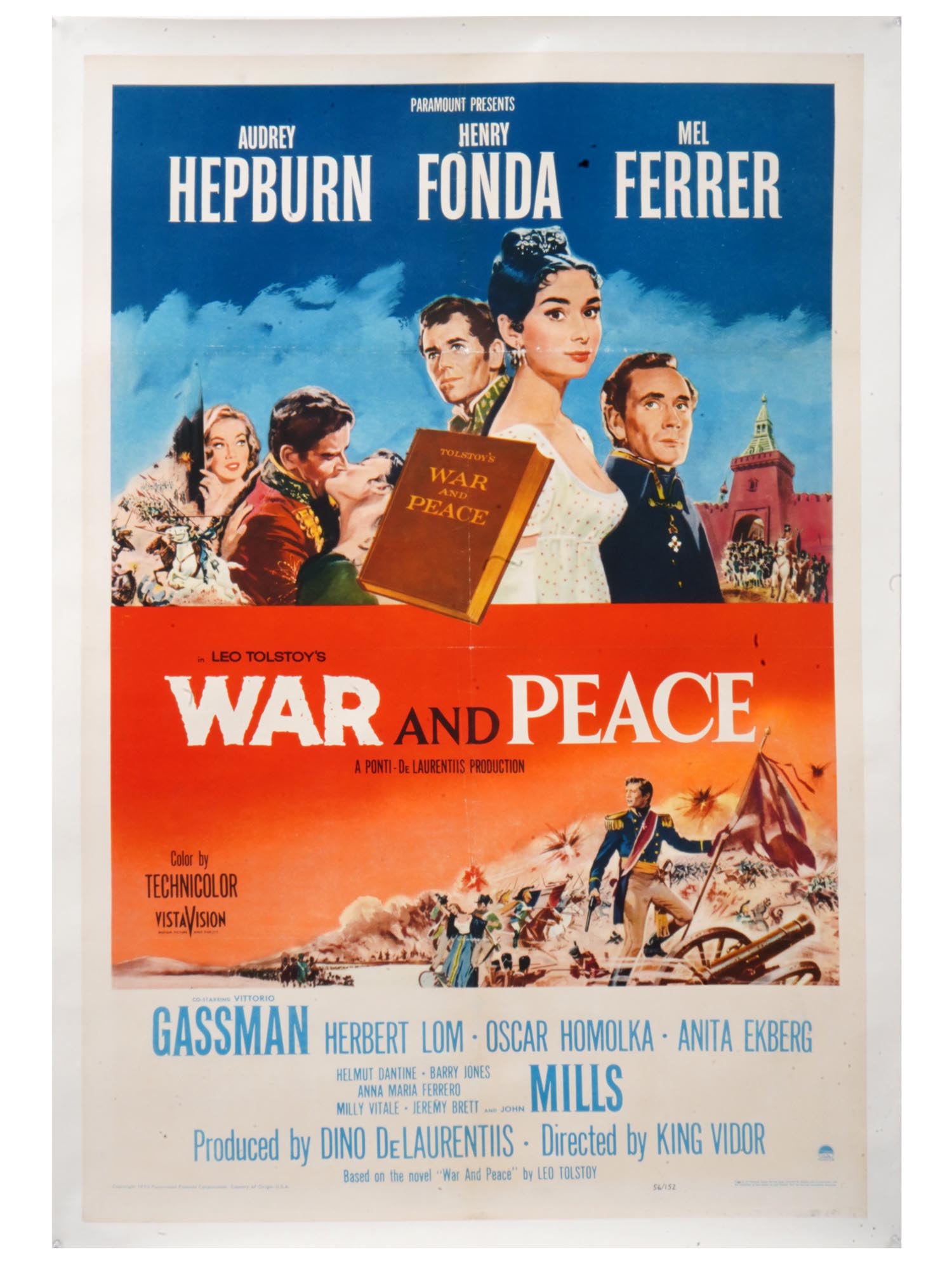 1956 WAR AND PEACE MOVIE POSTER W AUDREY HEPBURN PIC-0