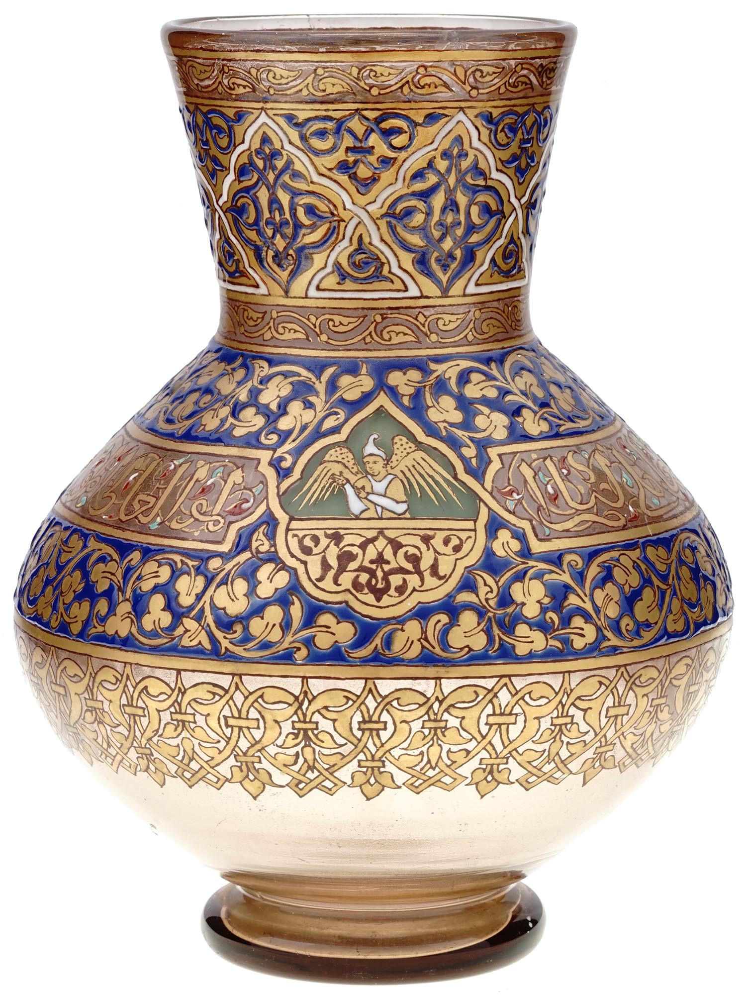 ANTIQUE MAMLUK REVIVAL MOSQUE LAMP BY BROCARD PIC-1