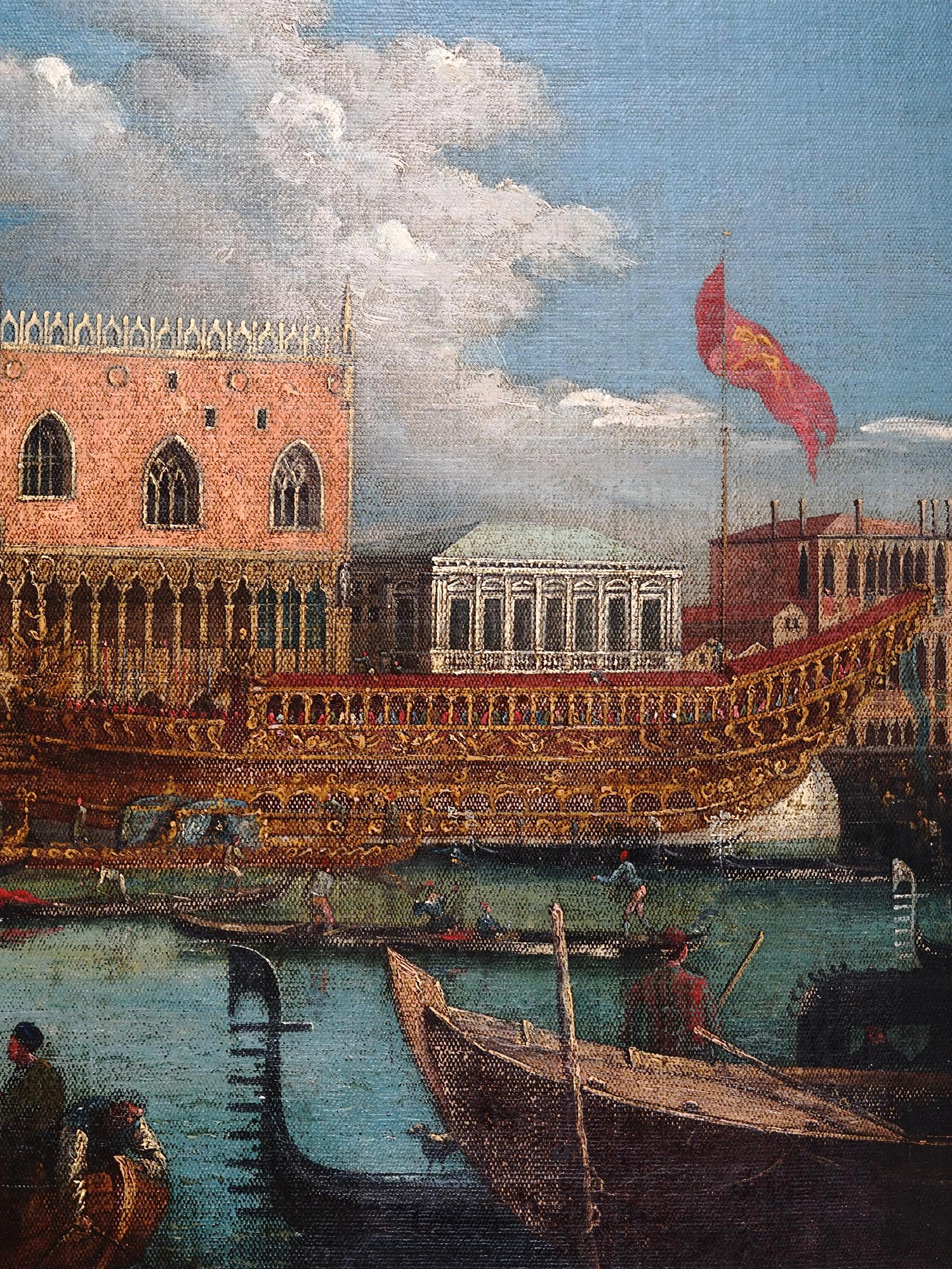 ANTIQUE OIL PAINTING VIEW OF VENETIAN GRAND CANAL PIC-4