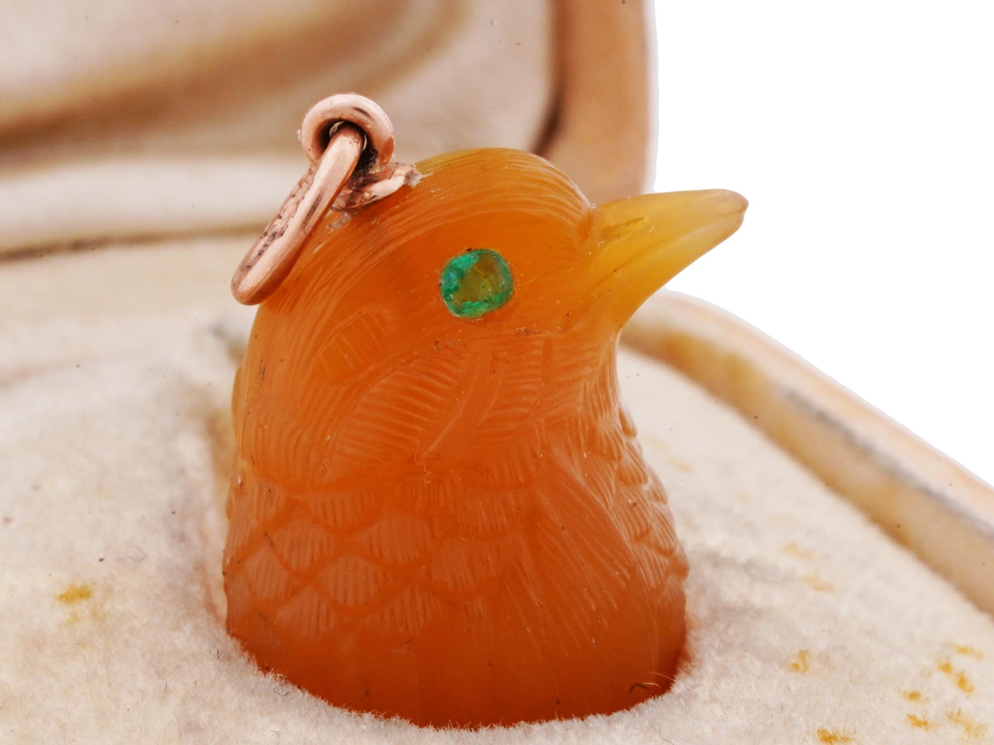 14K GOLD RUSSIAN FABERGE CARVED AGATE CHICK PENDANT PIC-4