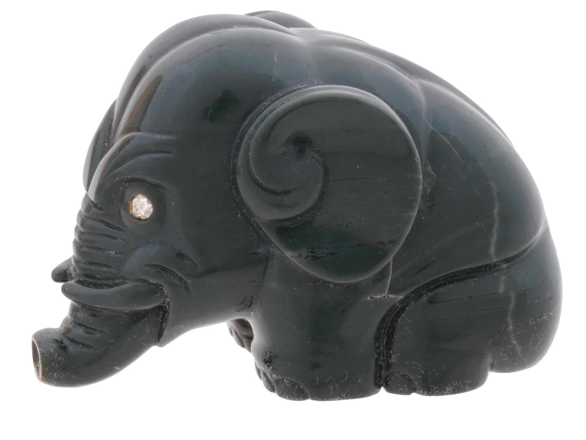 RUSSIAN FABERGE HAND CARVED JADE ELEPHANT FIGURE PIC-3