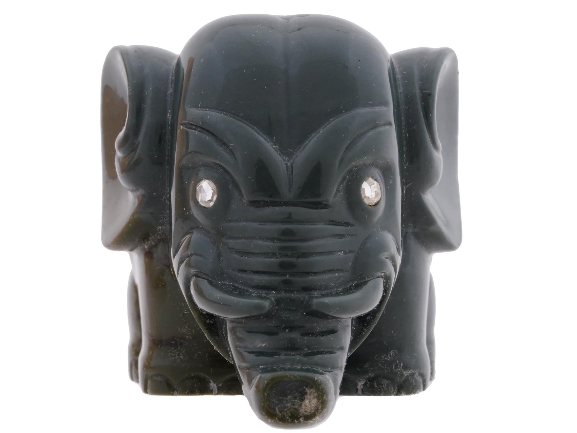 RUSSIAN FABERGE HAND CARVED JADE ELEPHANT FIGURE PIC-5