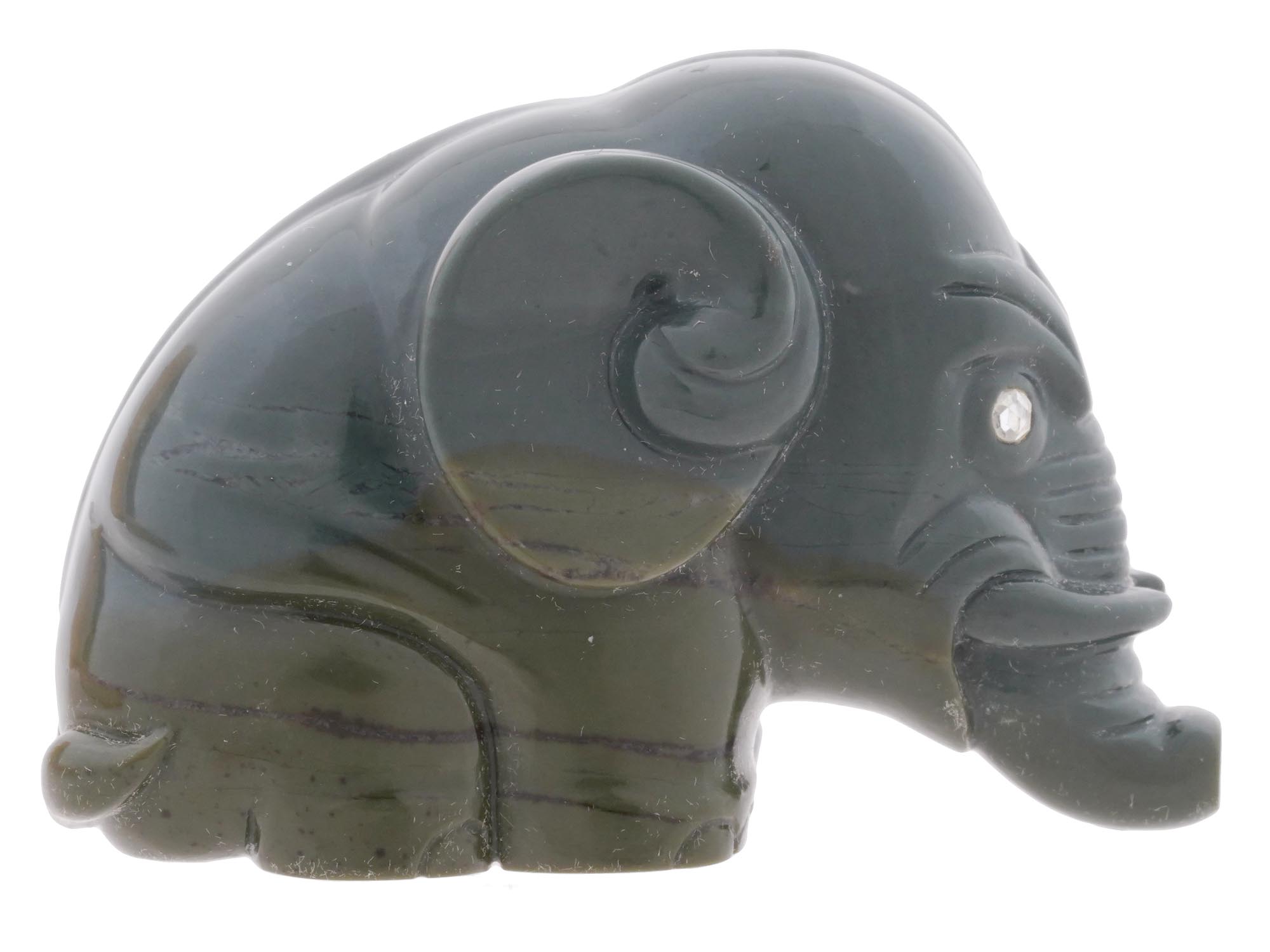 RUSSIAN FABERGE HAND CARVED JADE ELEPHANT FIGURE PIC-4