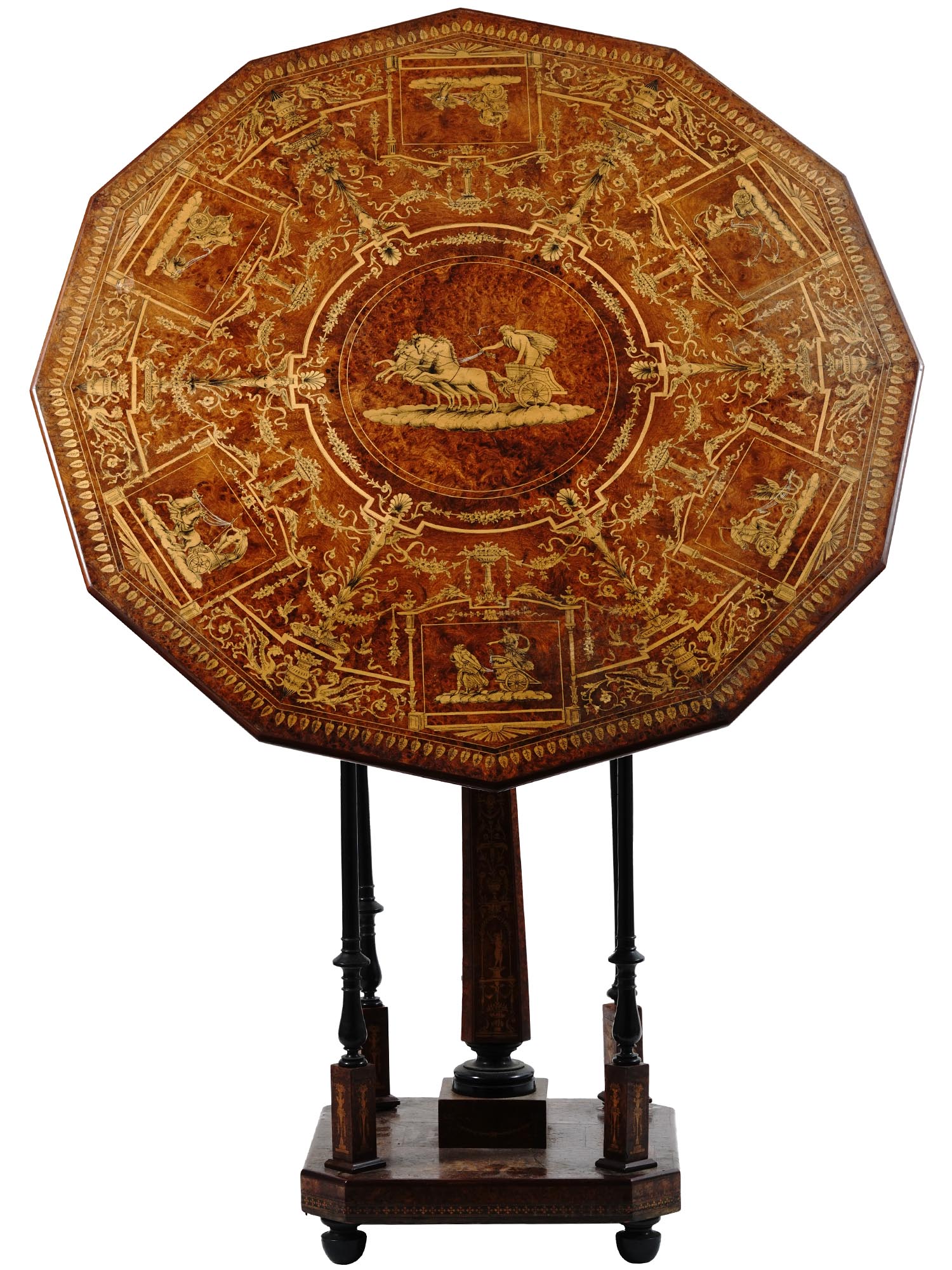 ANTIQUE ITALIAN SORRENTO MARQUETRY TILT TOP TABLE PIC-0