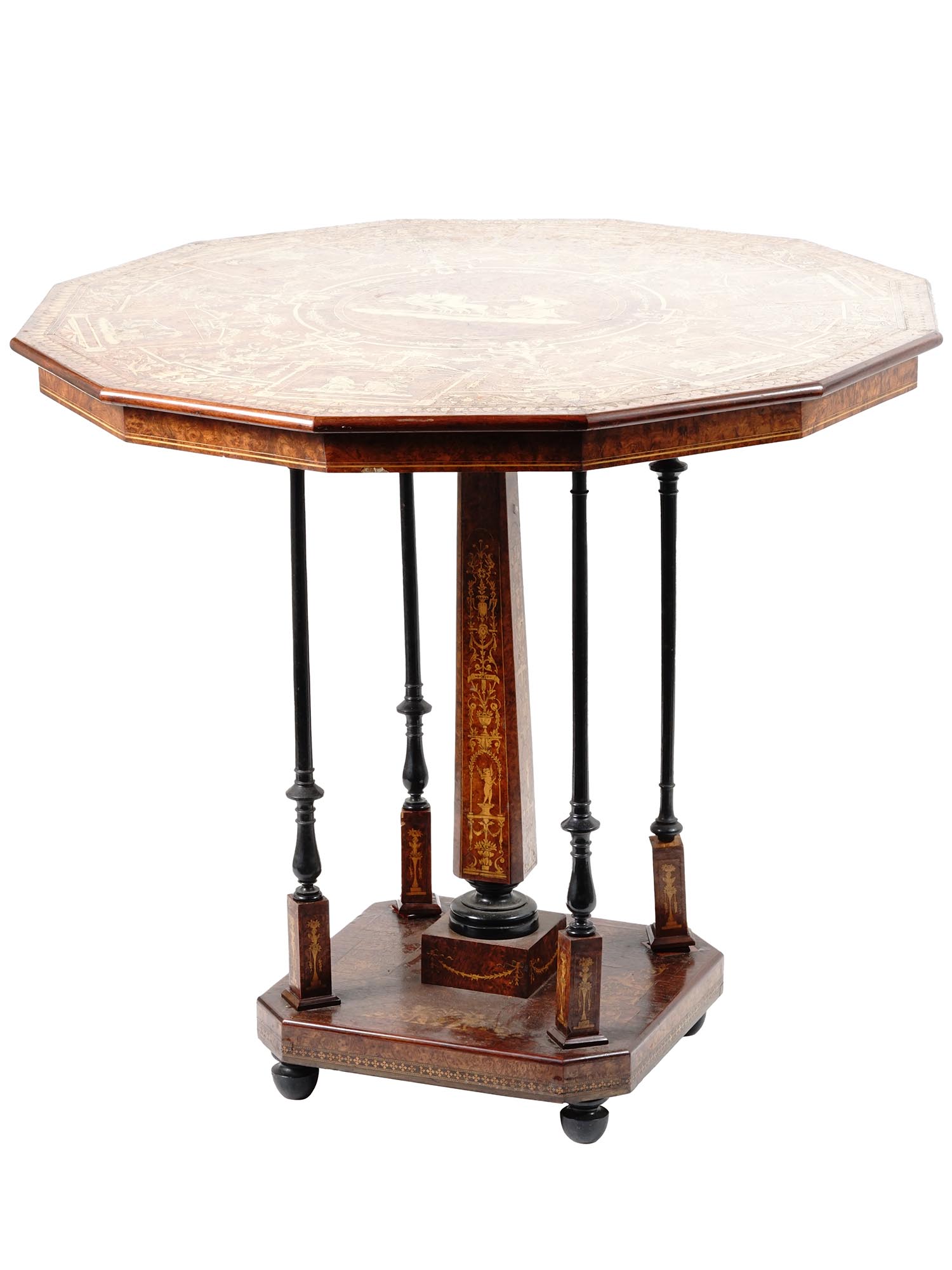 ANTIQUE ITALIAN SORRENTO MARQUETRY TILT TOP TABLE PIC-2