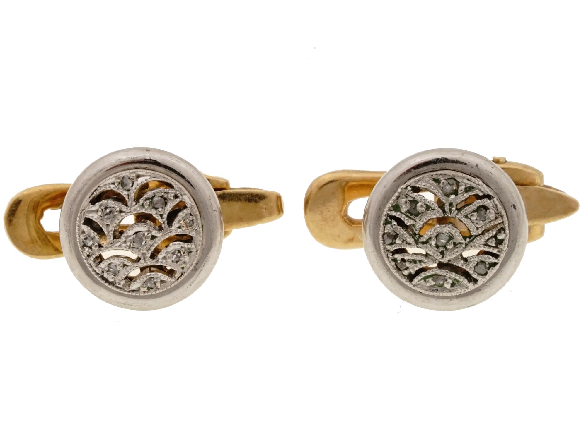 GOLD, PLATINUM, DIAMONDS SHIRT COLLAR CUFFLINKS PIC-1