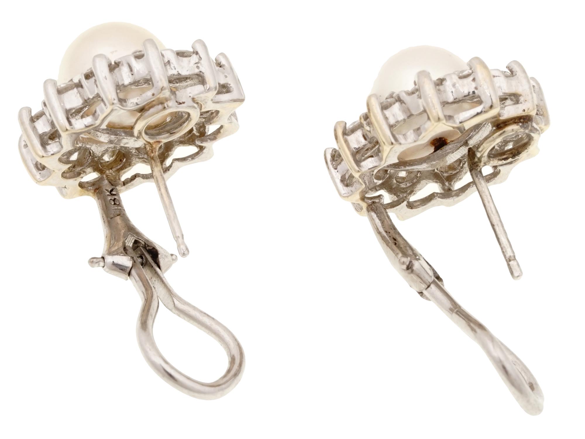 18K WHITE GOLD, PEARL AND DIAMONDS EARRINGS PIC-2