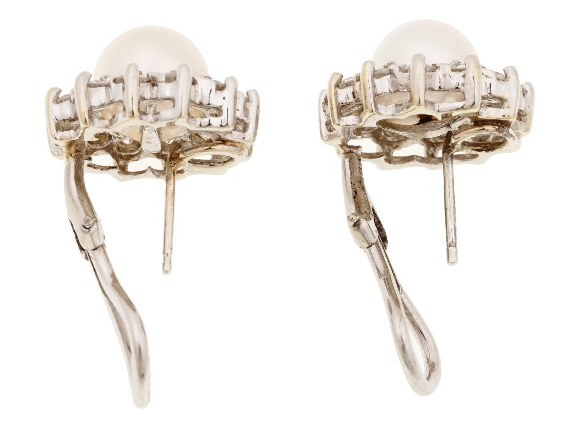 18K WHITE GOLD, PEARL AND DIAMONDS EARRINGS PIC-4