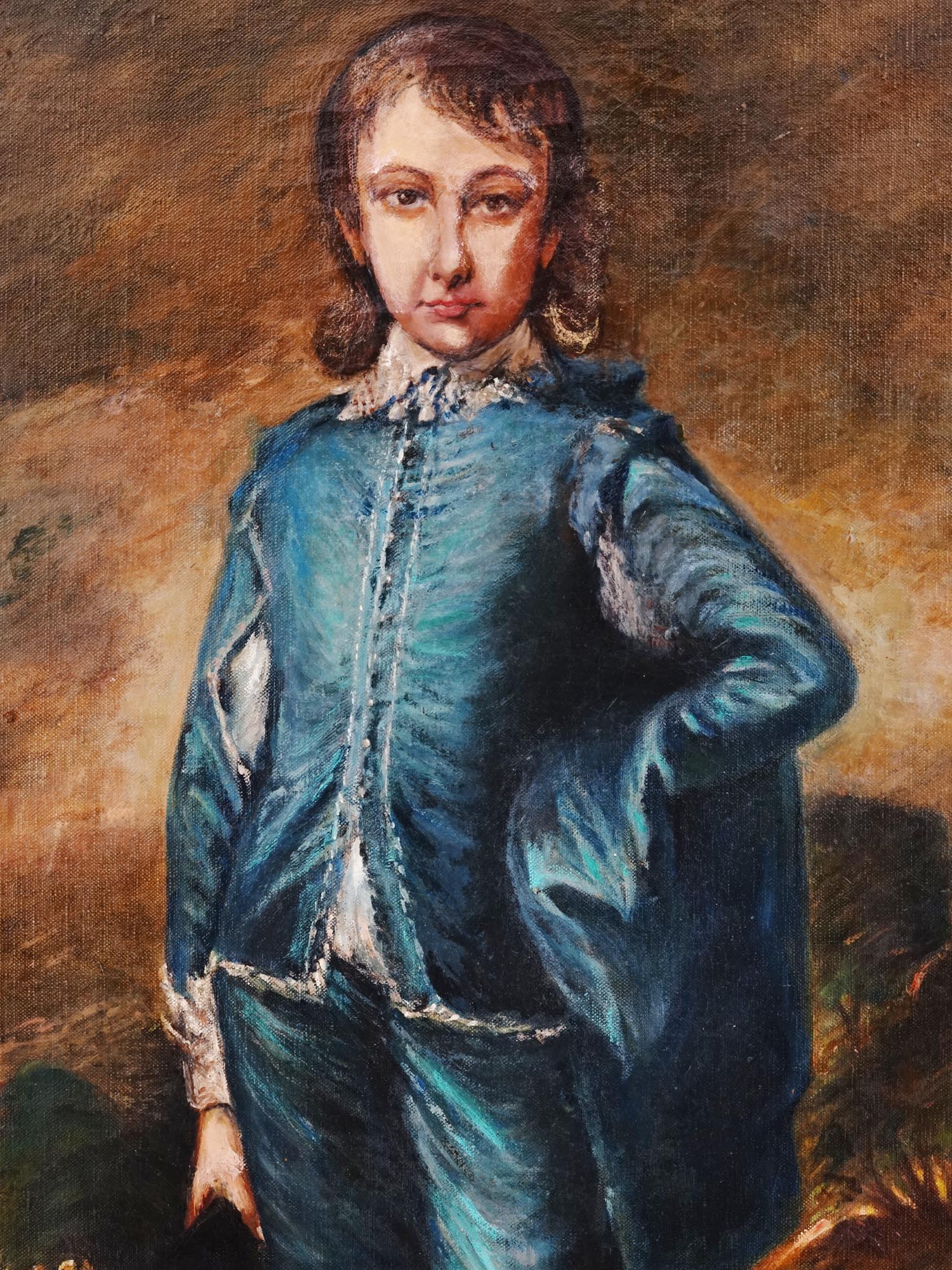 ENGLISH BLUE BOY PAINTING AFTER TH. GAINSBOROUGH PIC-1