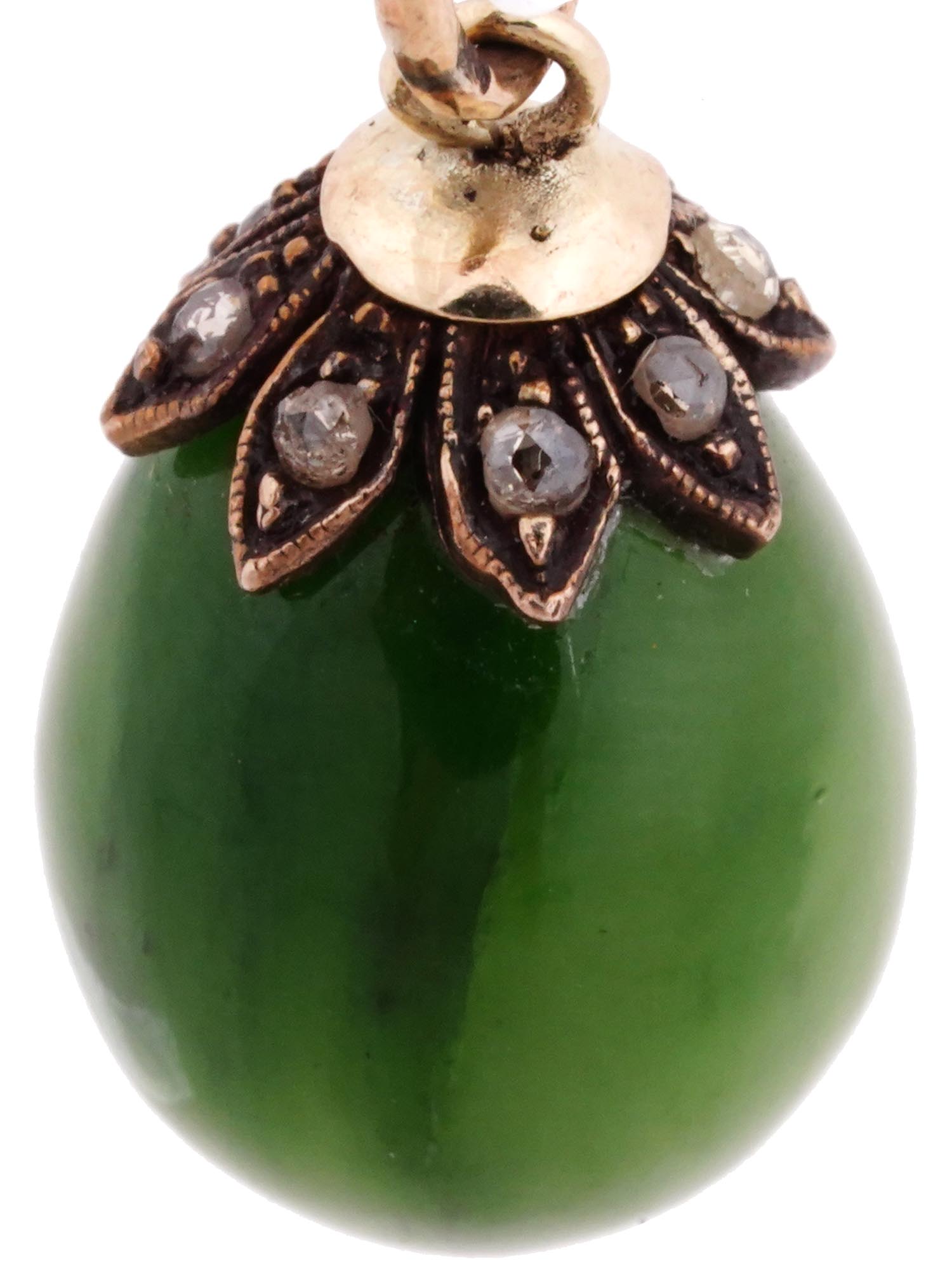 RUSSIAN JADE AND GOLD EGG PENDANT WITH DIAMONDS PIC-4