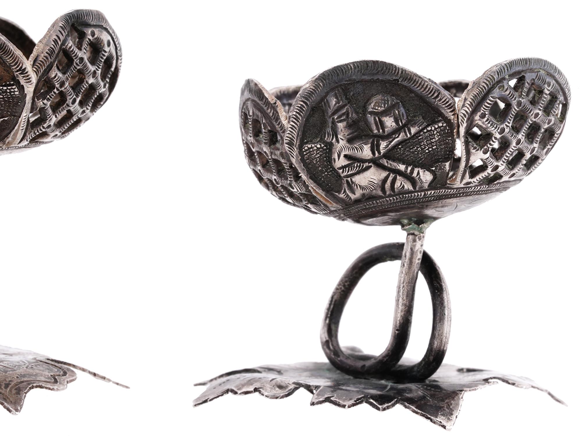 RUSSIAN SILVER NIELLO PIERCED DECOR EGG STANDS PIC-7