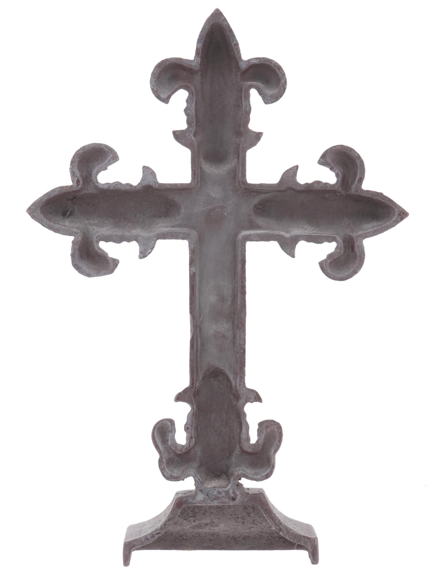 VINTAGE CHRISTIAN IRON CAST FLEUR DE LIS CROSS PIC-1