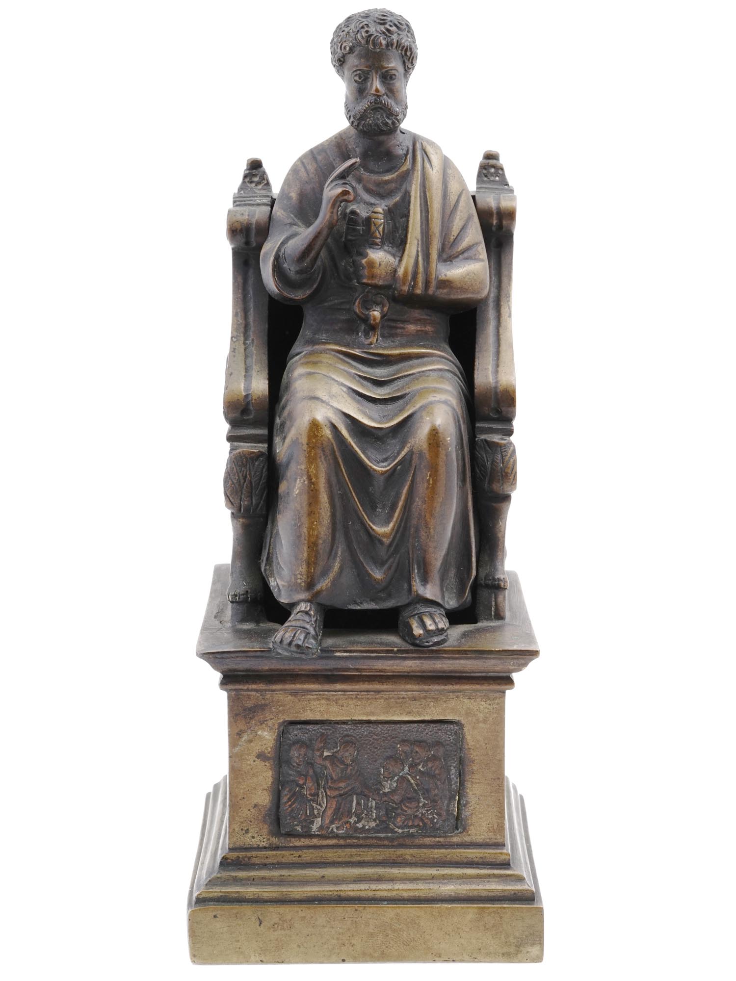 ANTIQUE ITALIAN BRONZE SAINT PETER AFTER CAMBIO PIC-1