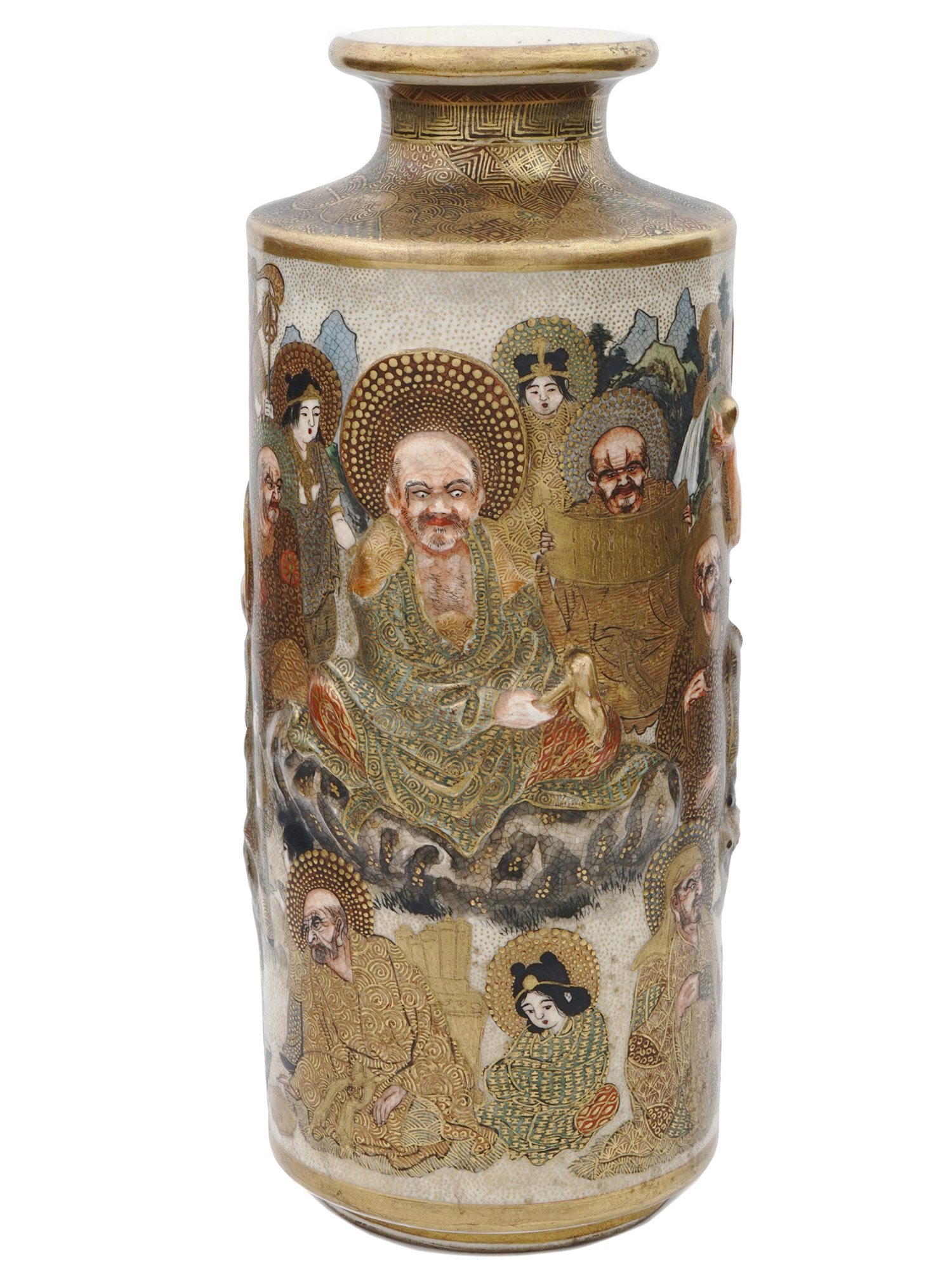 MEIJI ERA JAPANESE SATSUMA VASE BY SHIMAZU FAMILY PIC-0