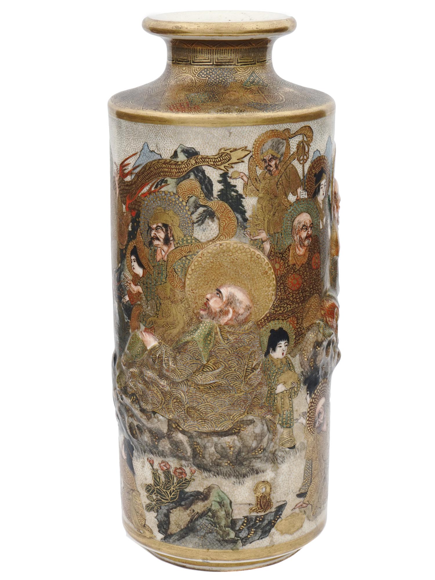 MEIJI ERA JAPANESE SATSUMA VASE BY SHIMAZU FAMILY PIC-1