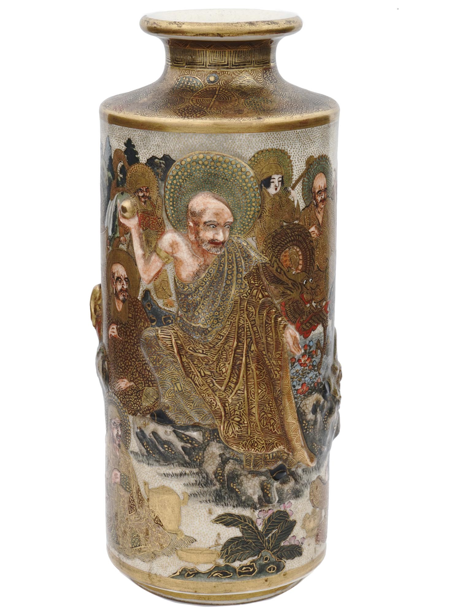 MEIJI ERA JAPANESE SATSUMA VASE BY SHIMAZU FAMILY PIC-3