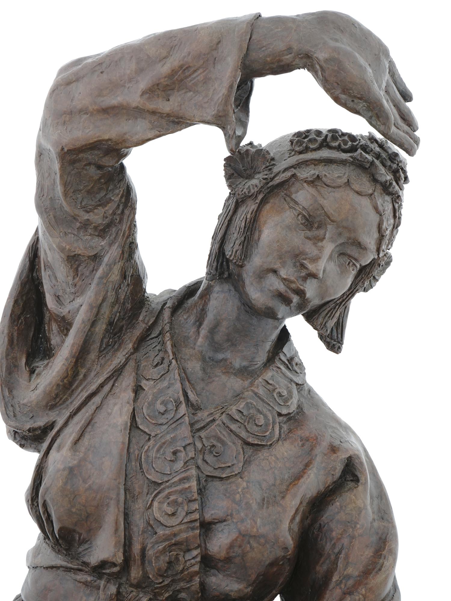 LARGE BRONZE SCULPTURE OF A DANCING WOMAN SIGNED PIC-9