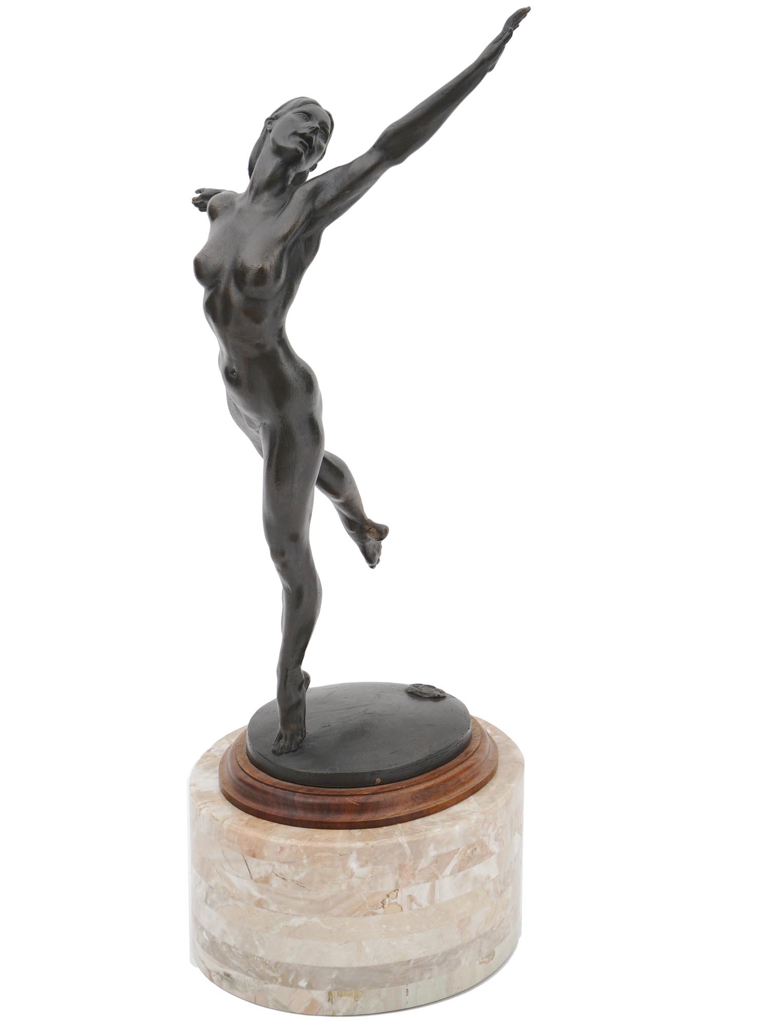 VINTAGE BRONZE FEMALE BALLET DANCER SCULPTURE PIC-2