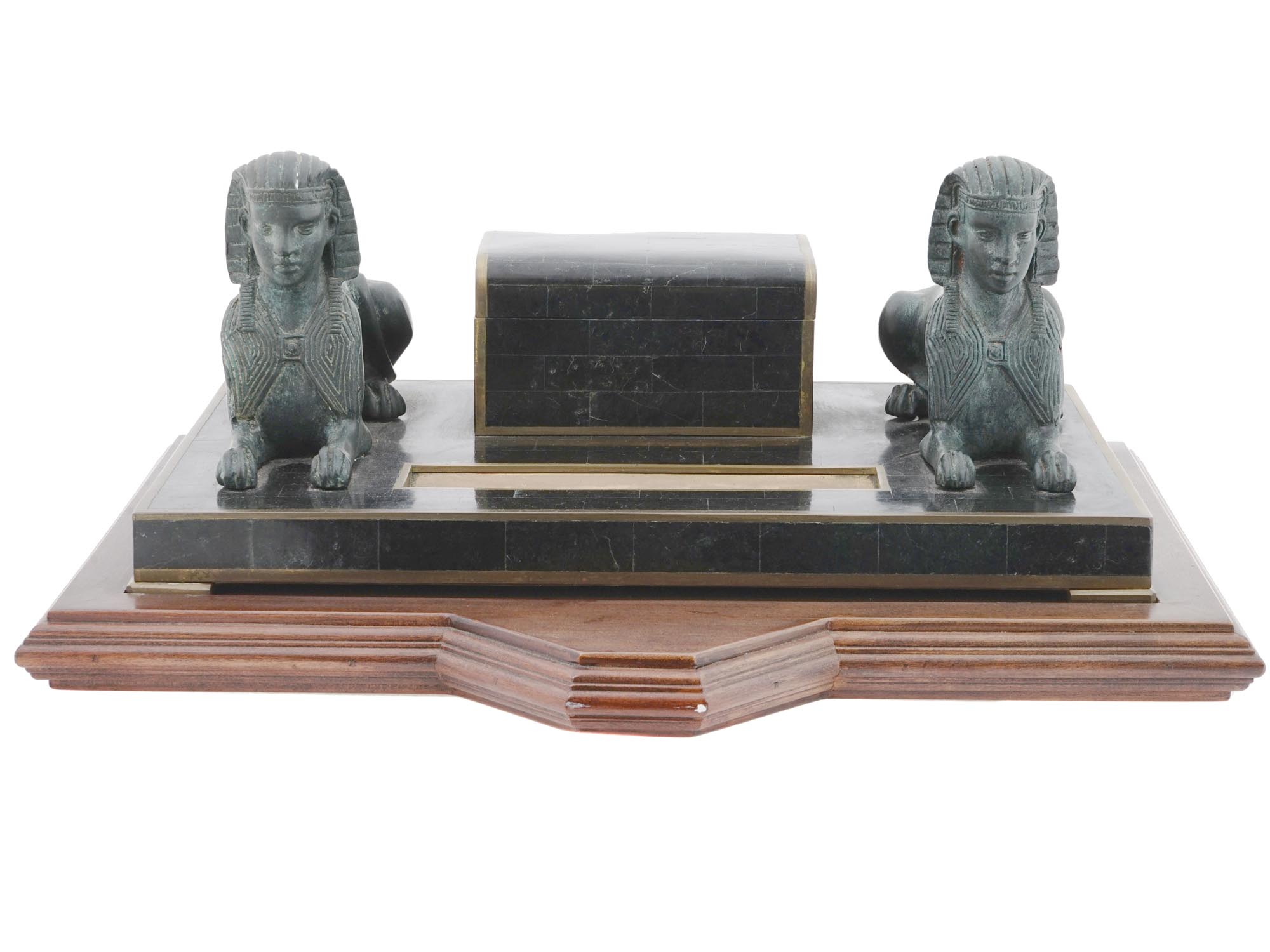 VINTAGE MAITLAND SMITH EGYPTIAN INKWELL DESK SET PIC-2