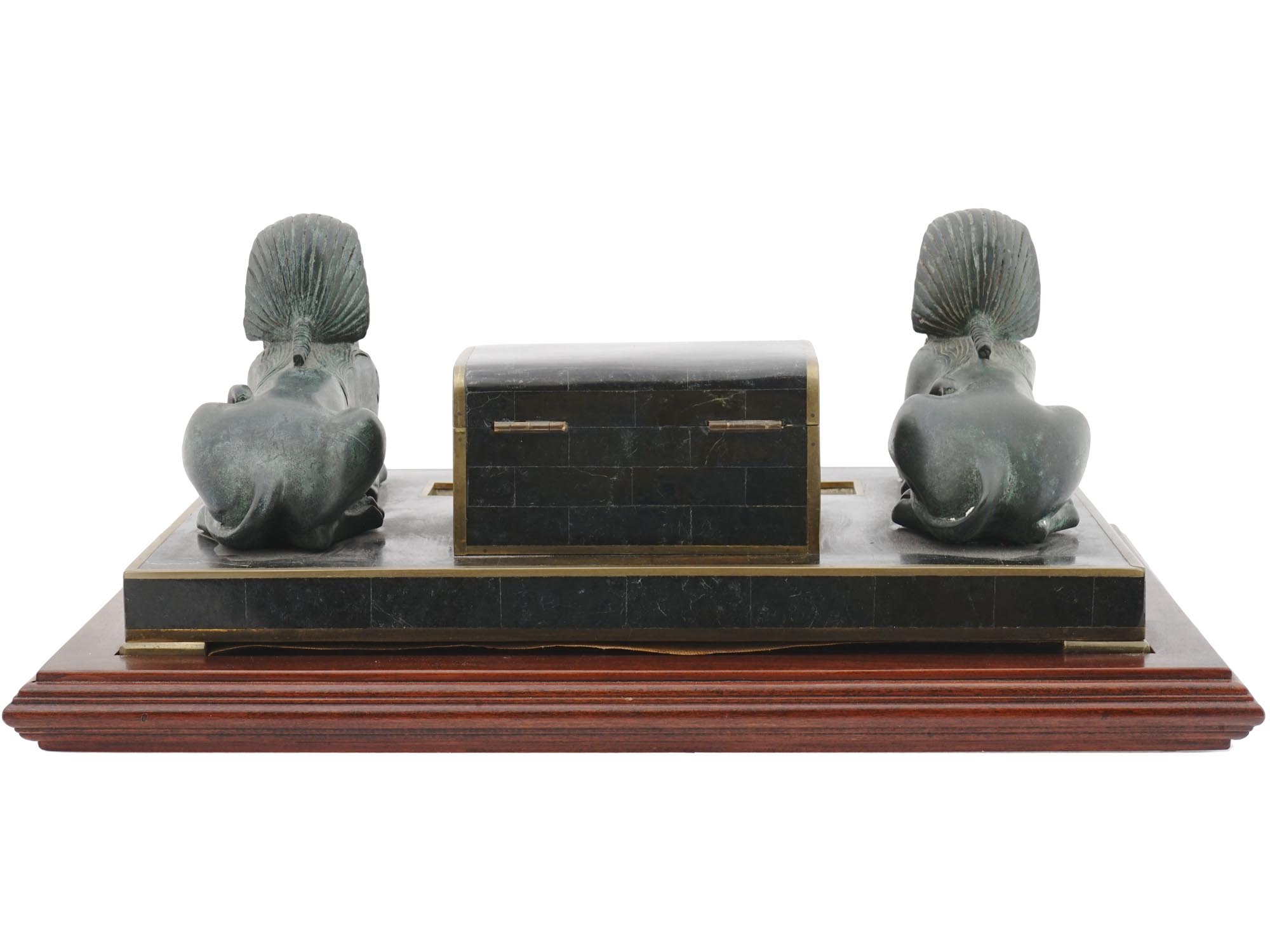 VINTAGE MAITLAND SMITH EGYPTIAN INKWELL DESK SET PIC-4