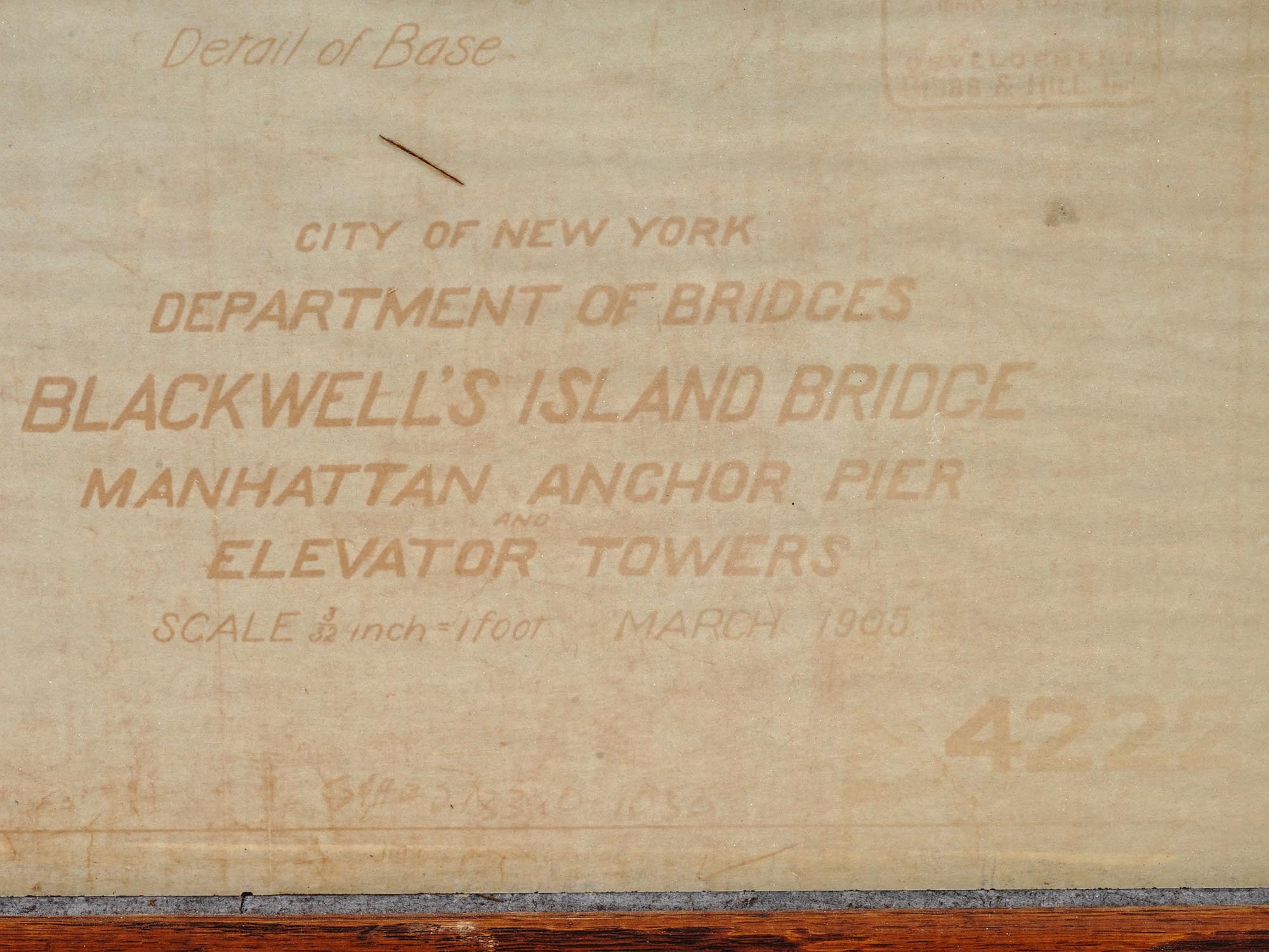 ANTIQUE QUEENSBORO BRIDGE ENGINEER DRAWING PIC-2