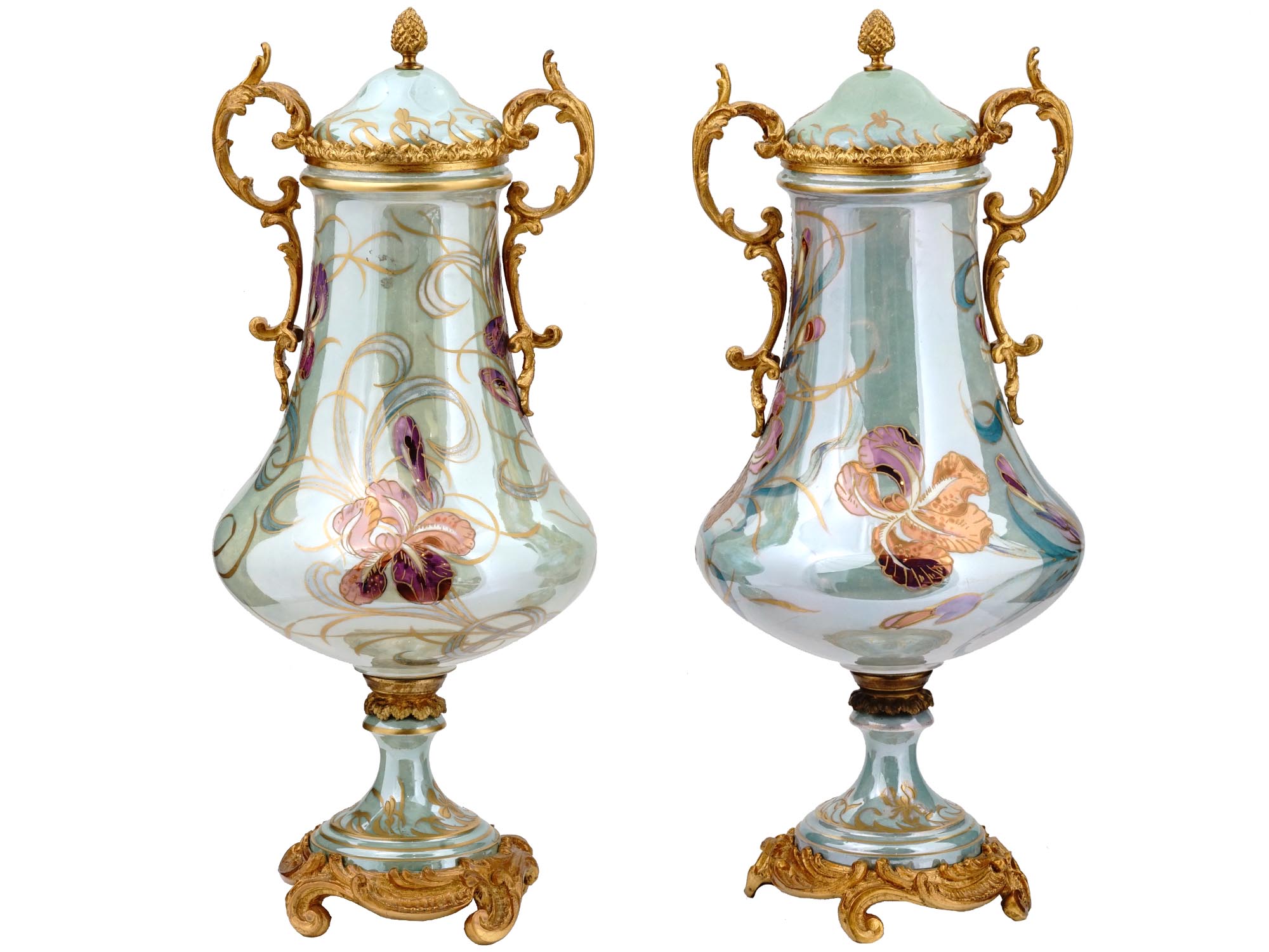 ANTIQUE FRENCH SEVRES ART NOUVEAU PORCELAIN VASES PIC-2