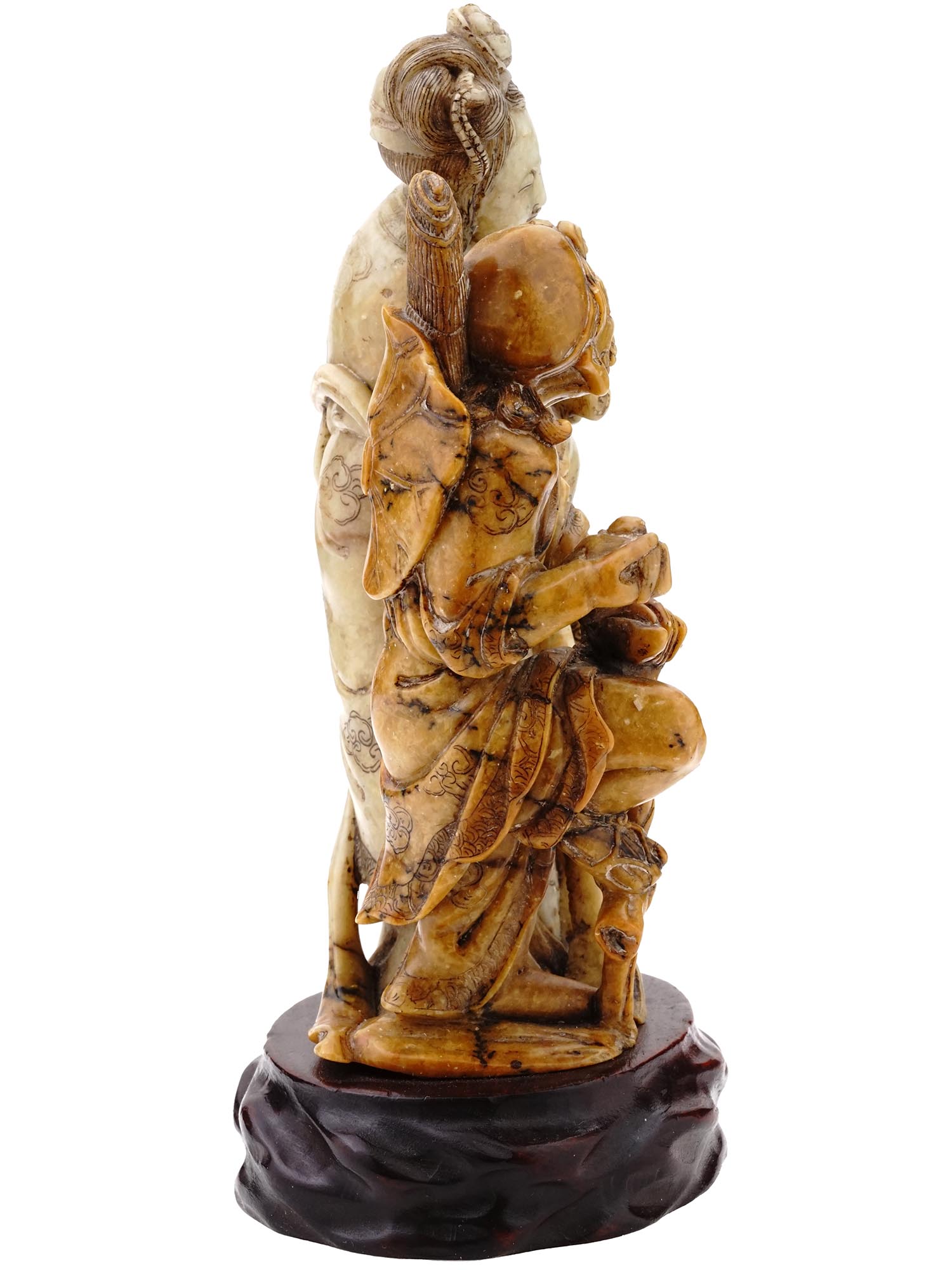 ANTIQUE CHINESE LI TIEGUAI AND GUANYIN SCULPTURE PIC-4