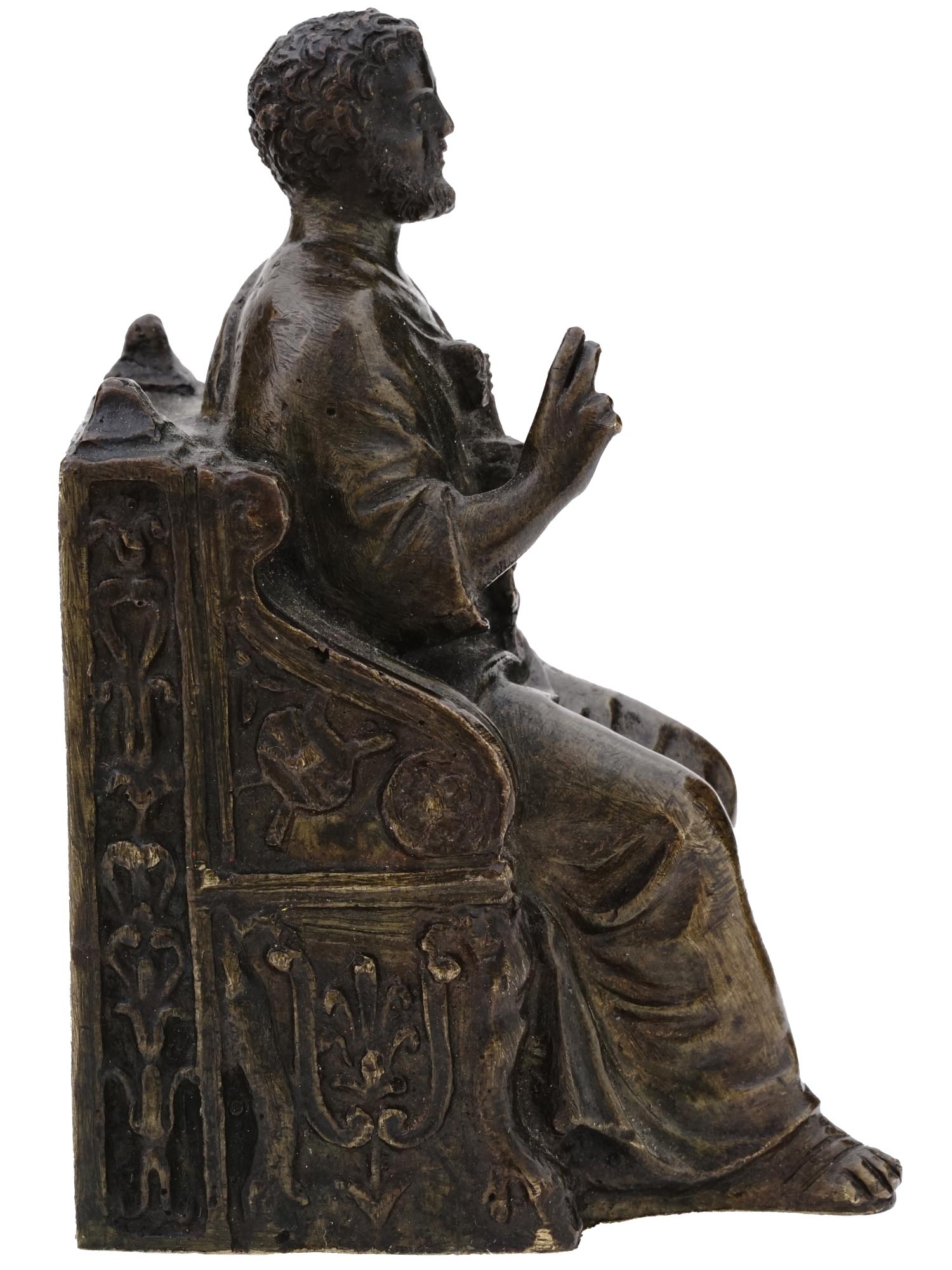 ANTIQUE GRAND TOUR ST. PETER ENTHRONED BRONZE PIC-1