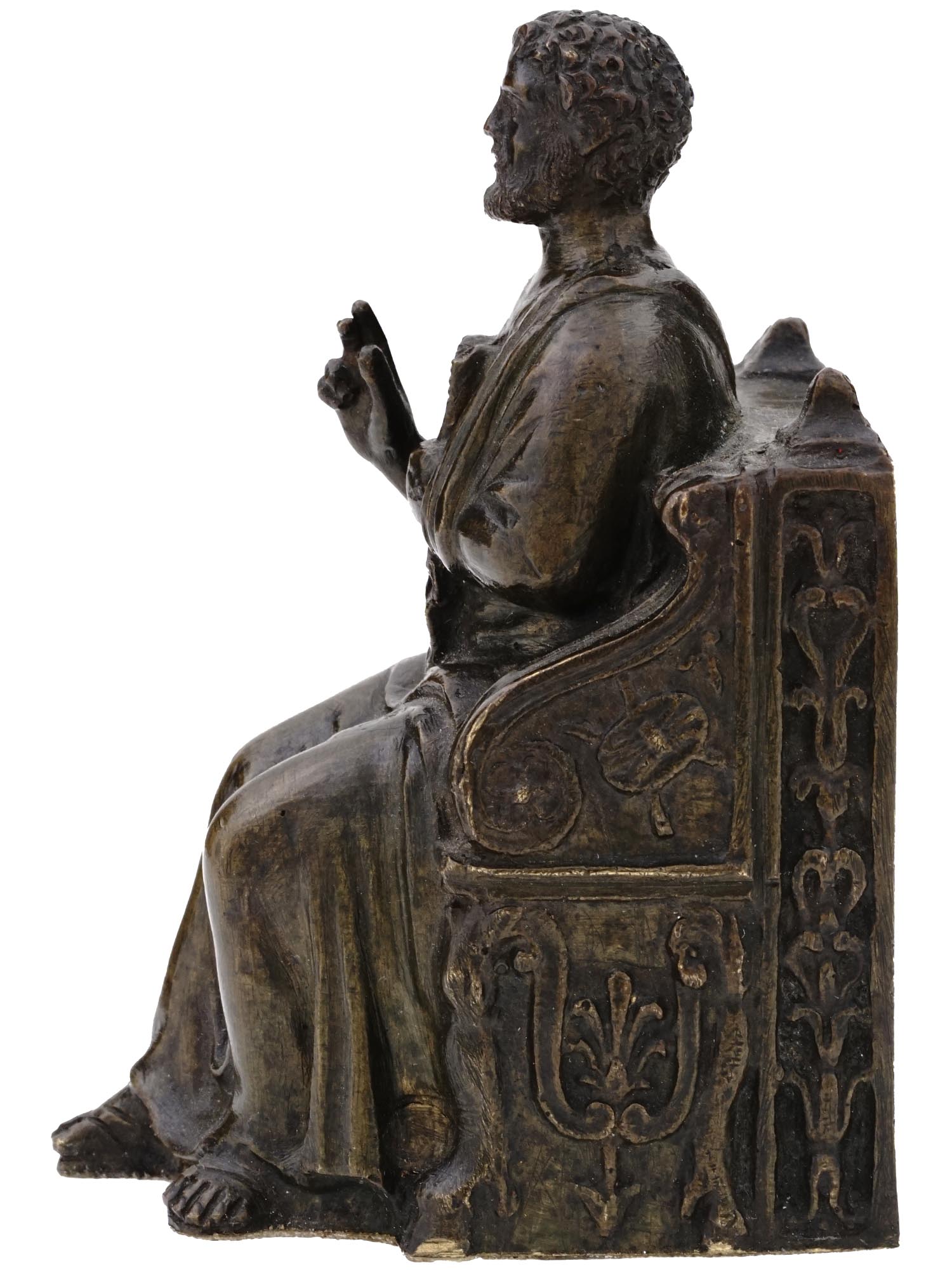 ANTIQUE GRAND TOUR ST. PETER ENTHRONED BRONZE PIC-3