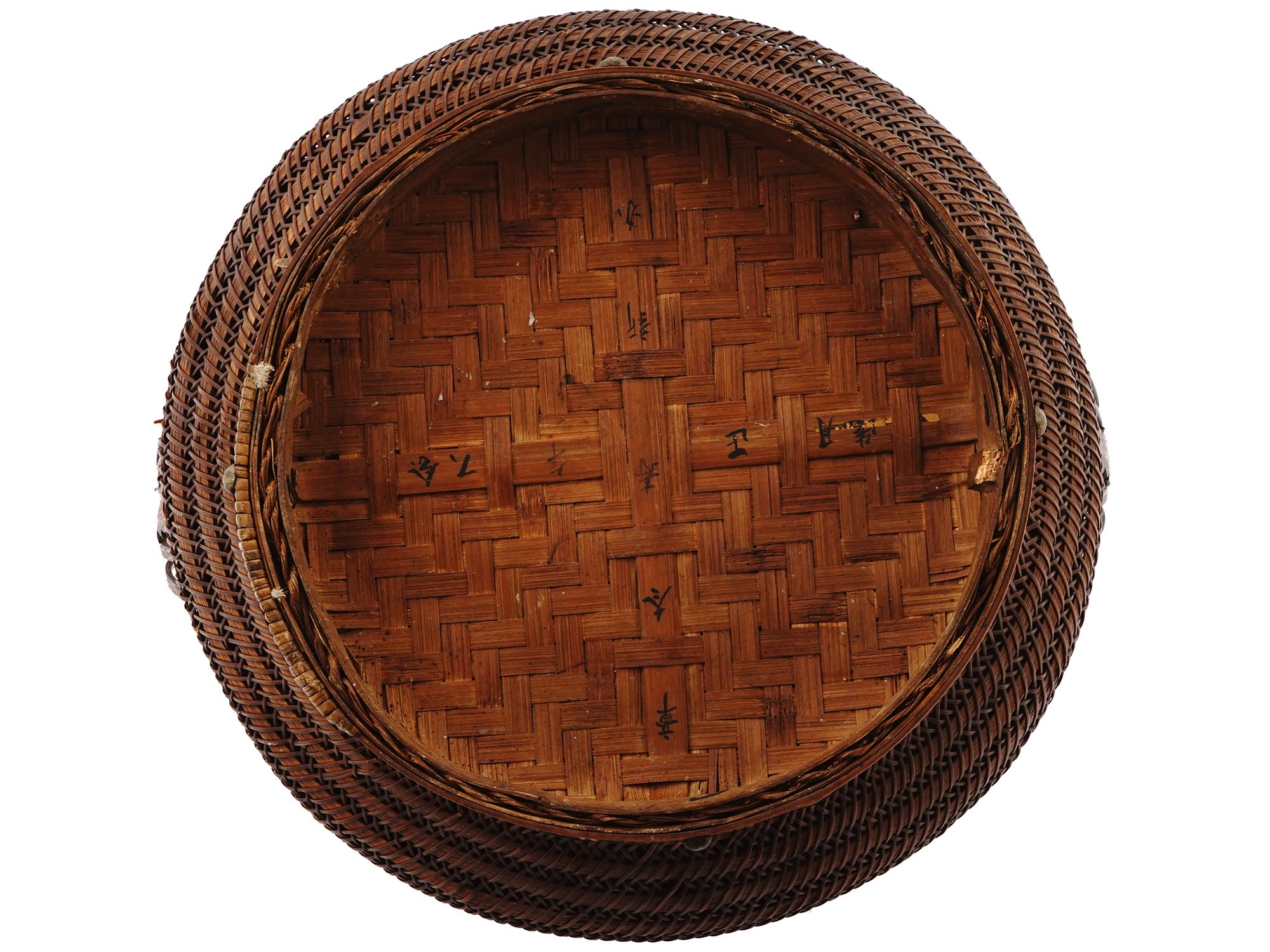 JAPANESE LACQUERED BAMBOO WICKER WEDDING BASKET PIC-8