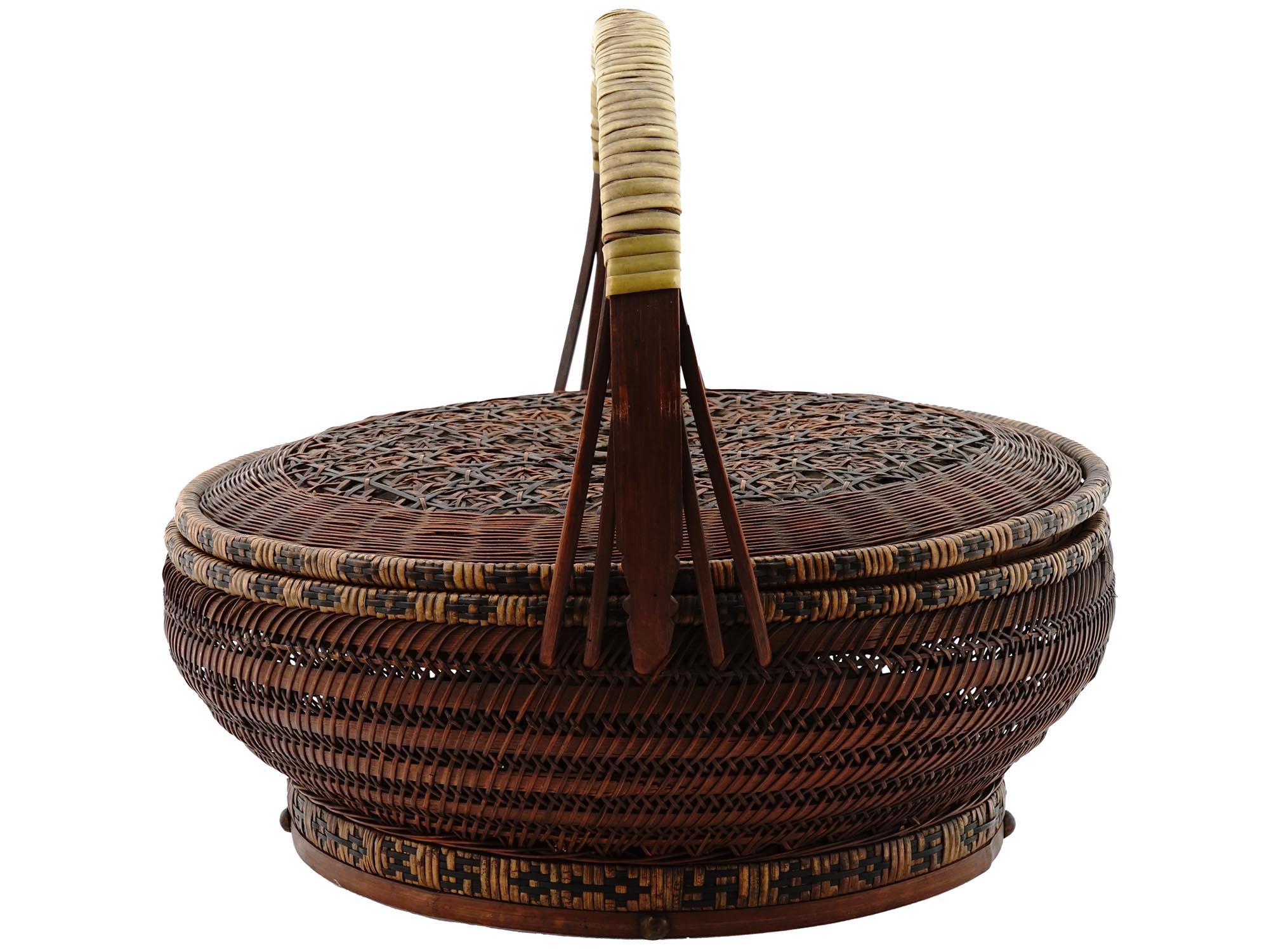 JAPANESE LACQUERED BAMBOO WICKER WEDDING BASKET PIC-4