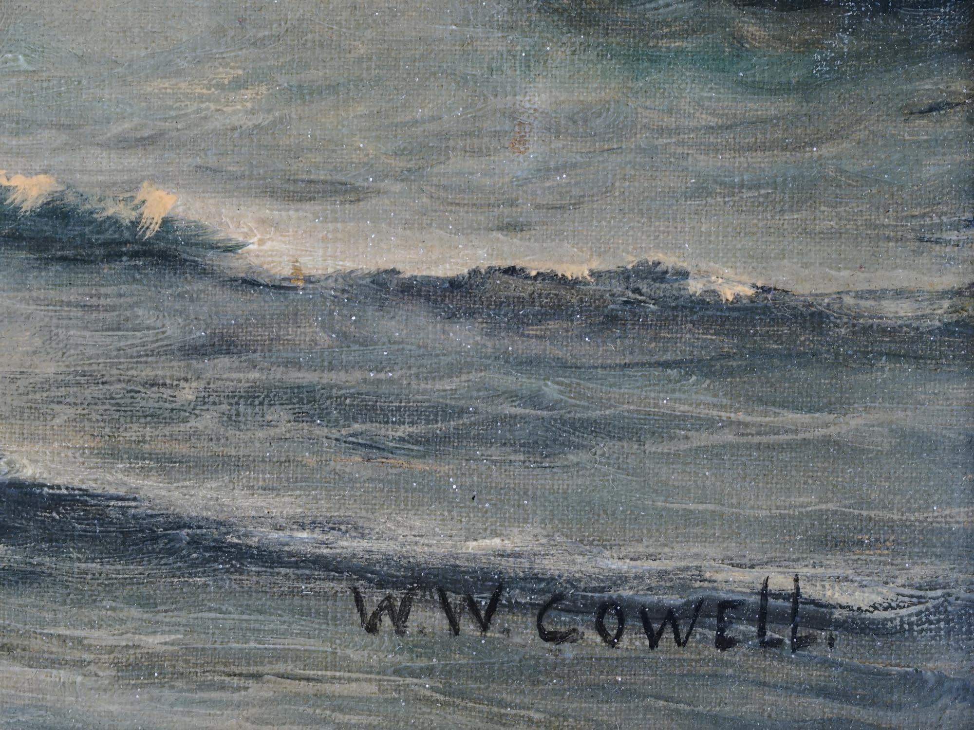 ANTIQUE MARINE PAINTING BY WILLIAM WILSON COWELL PIC-2