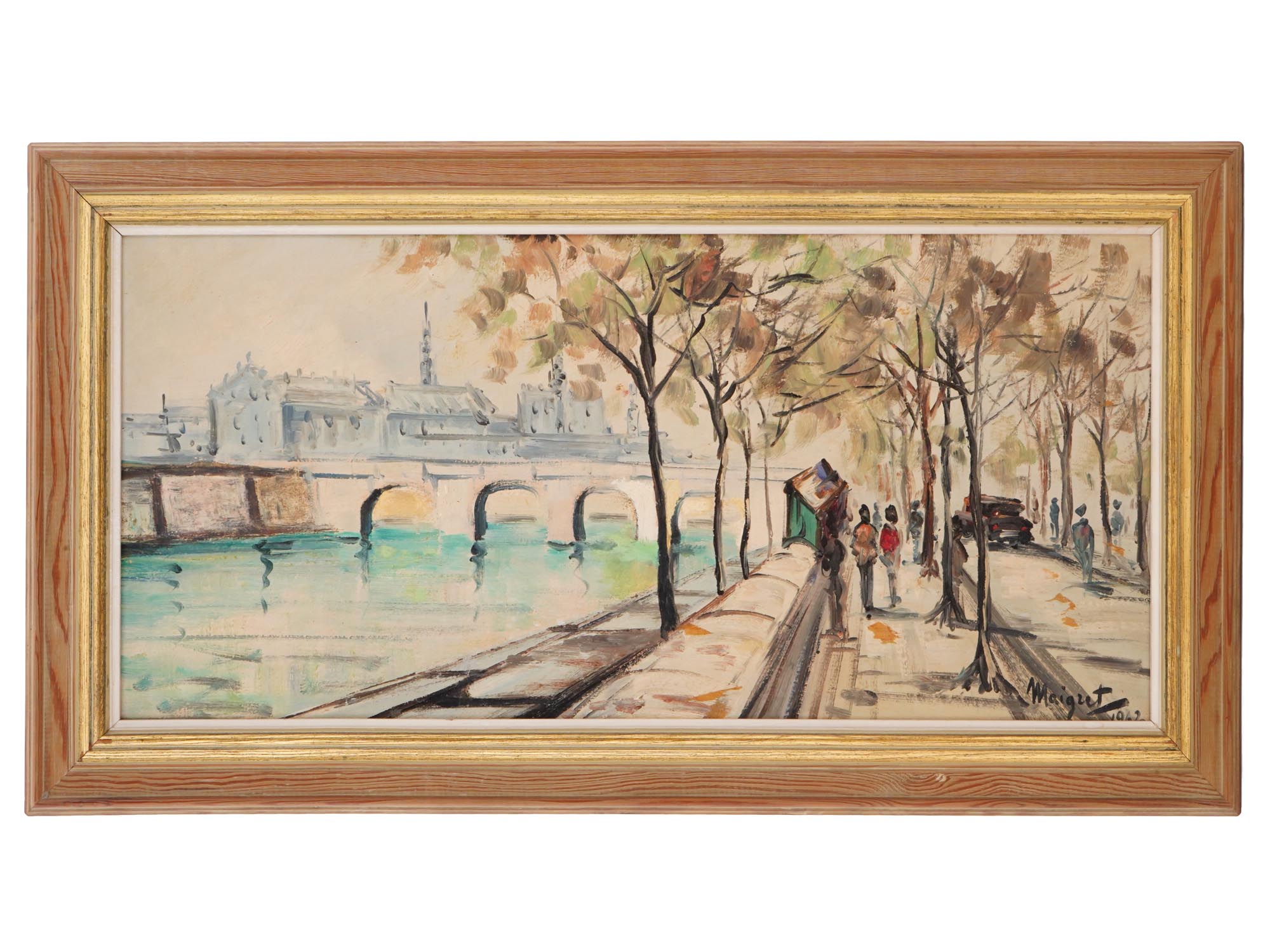 OIL ON CANVAS CITYSCAPE PAINTING BY MAIGRET 1962 PIC-0