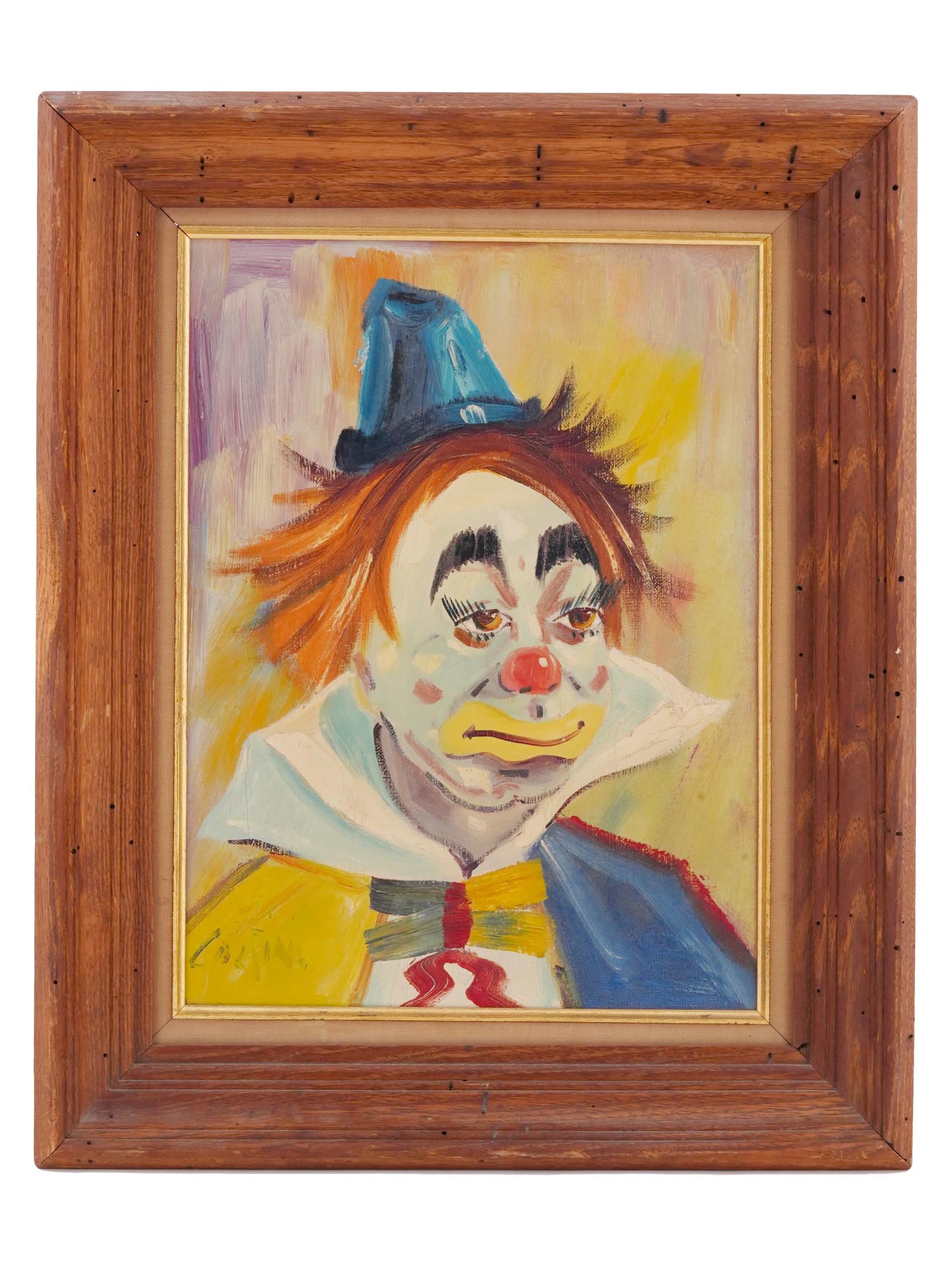 MIDCENT OIL PAINTING PORTRAIT OF CLOWN BY COLLIN PIC-0