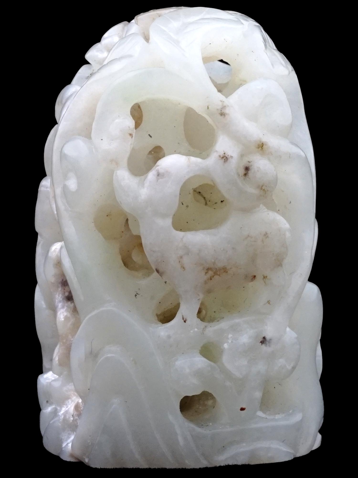 ANTIQUE MING DYNASTY CARVED WHITE JADE PENDANT PIC-3