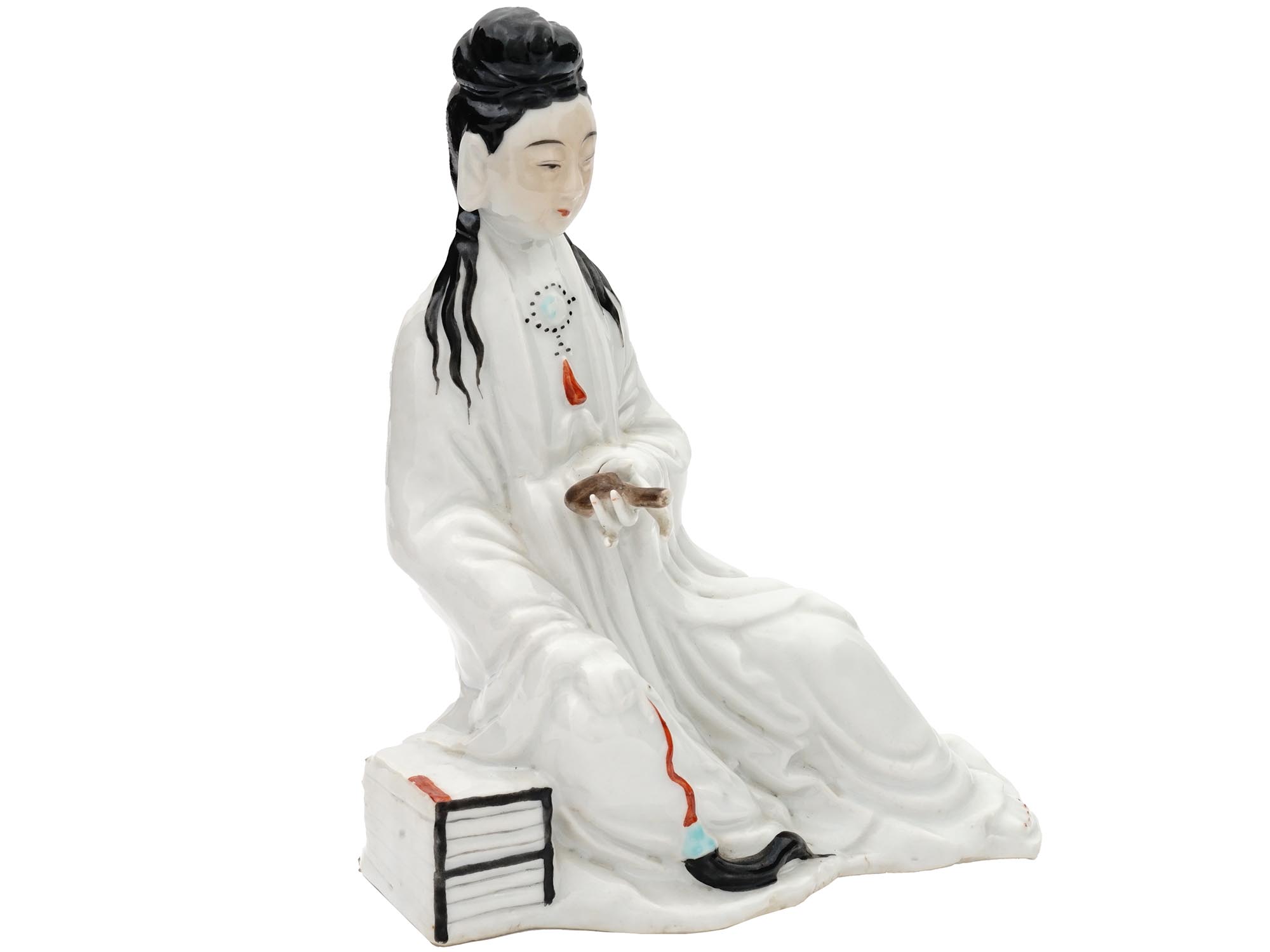 ANTIQUE CHINESE GUANYIN GLAZED PORCELAIN FIGURE PIC-0